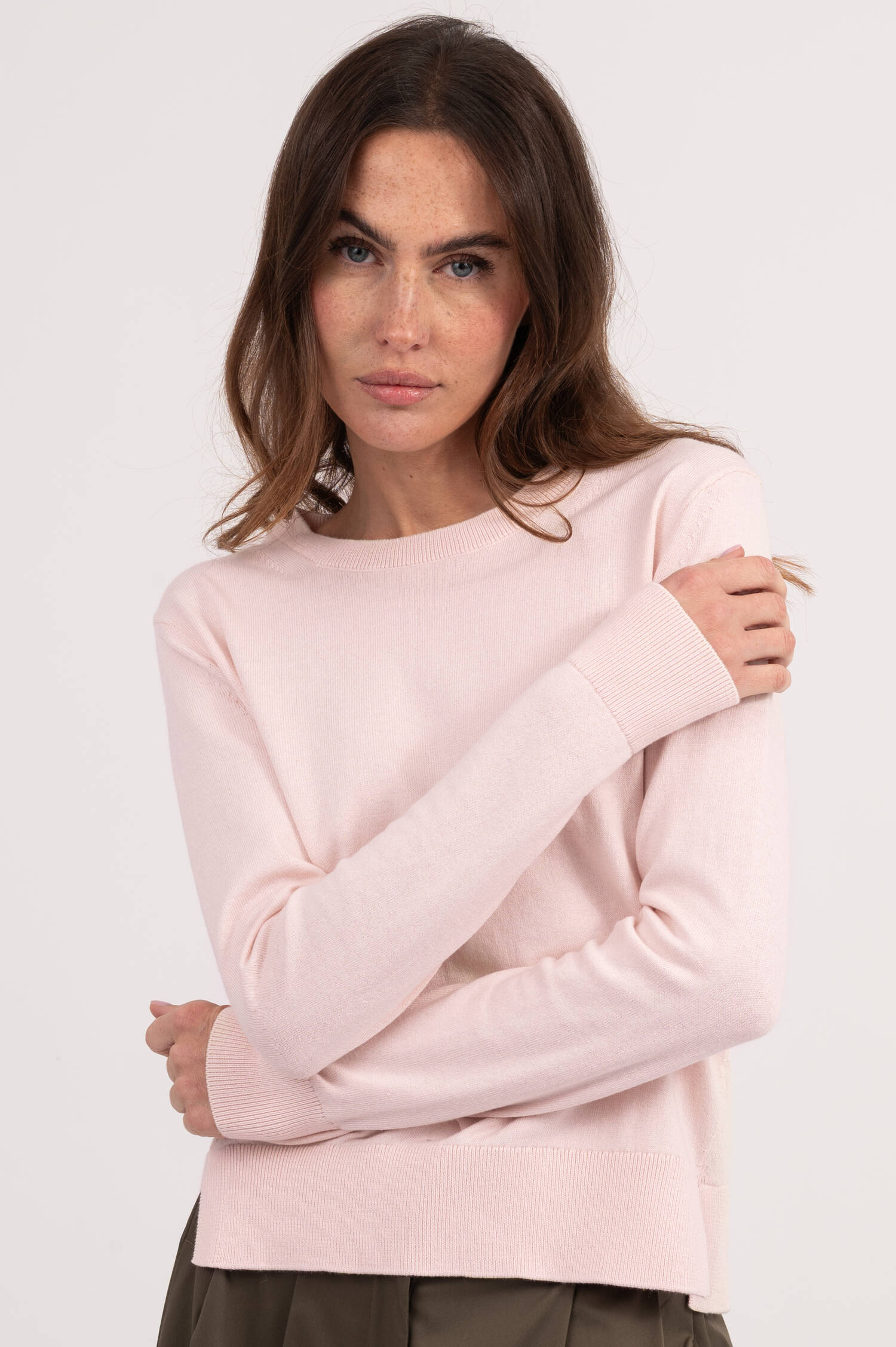 Pullover mit Breitem Rippbund in Blush Rosa