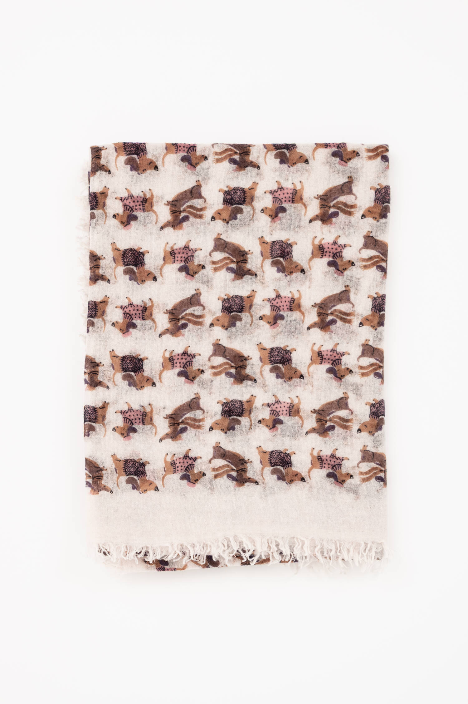 Woll-Schal mit Hunde-Print in Beige/Rosa Woll-Schal mit Hunde-Print in Beige/Rosa