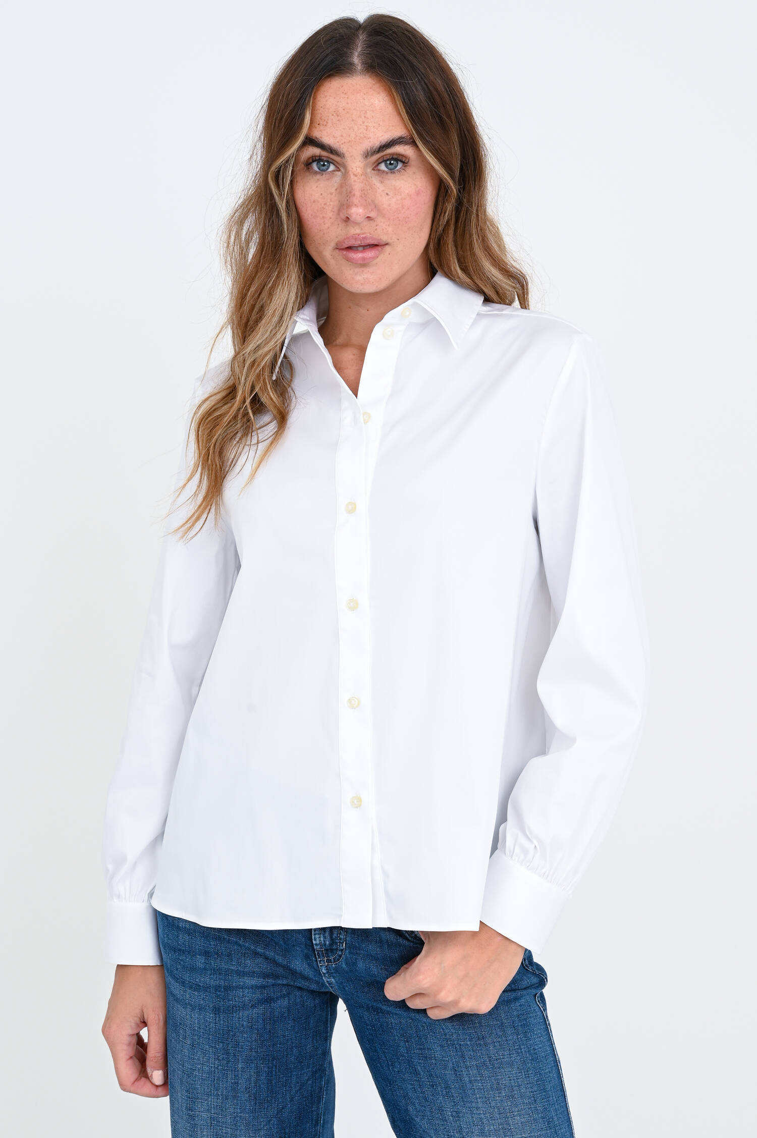 Bluse mit gerafftem Rücken in Weiß 