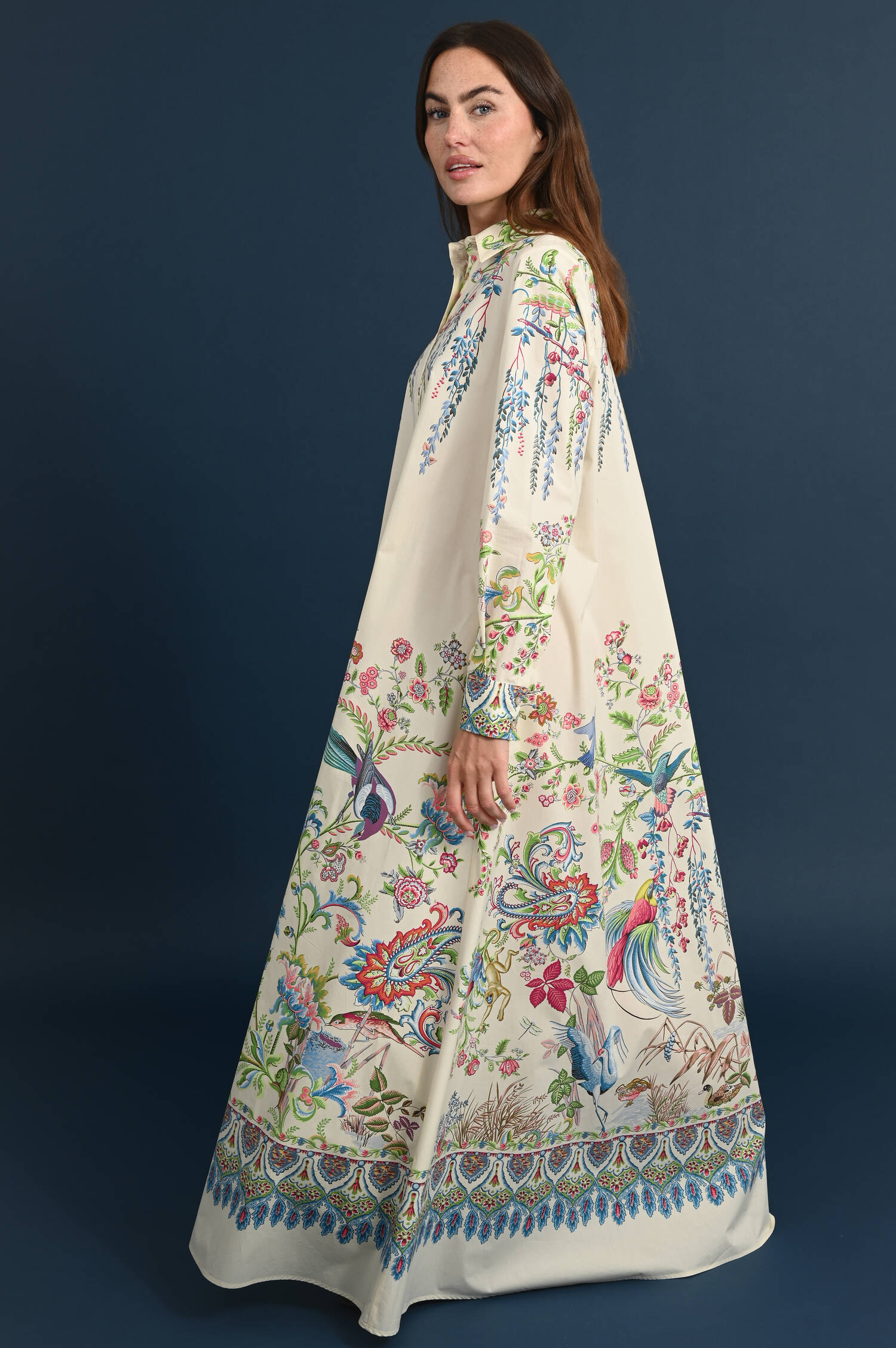Maxihemdblusenkleid mit Botanischem Print