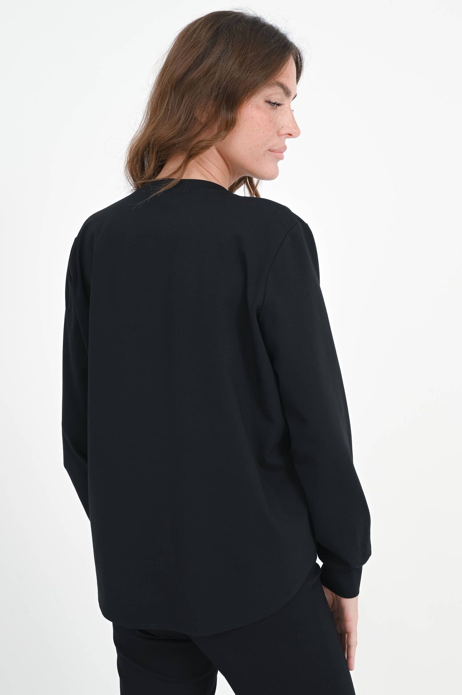 Langarmshirt aus Viskose-Mix in Schwarz