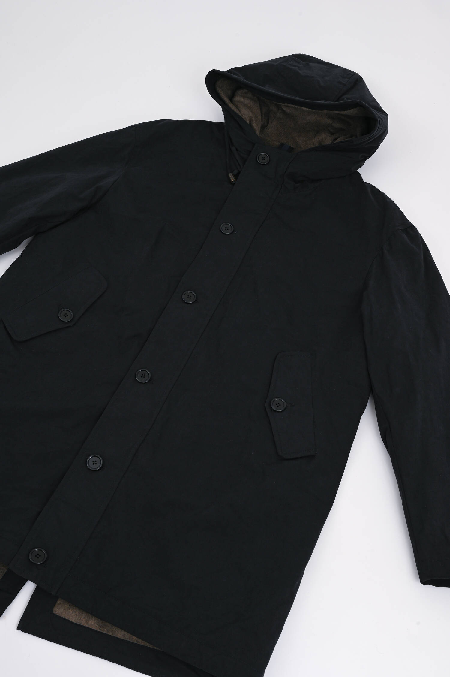 Parka aus Material-Mix in Navy