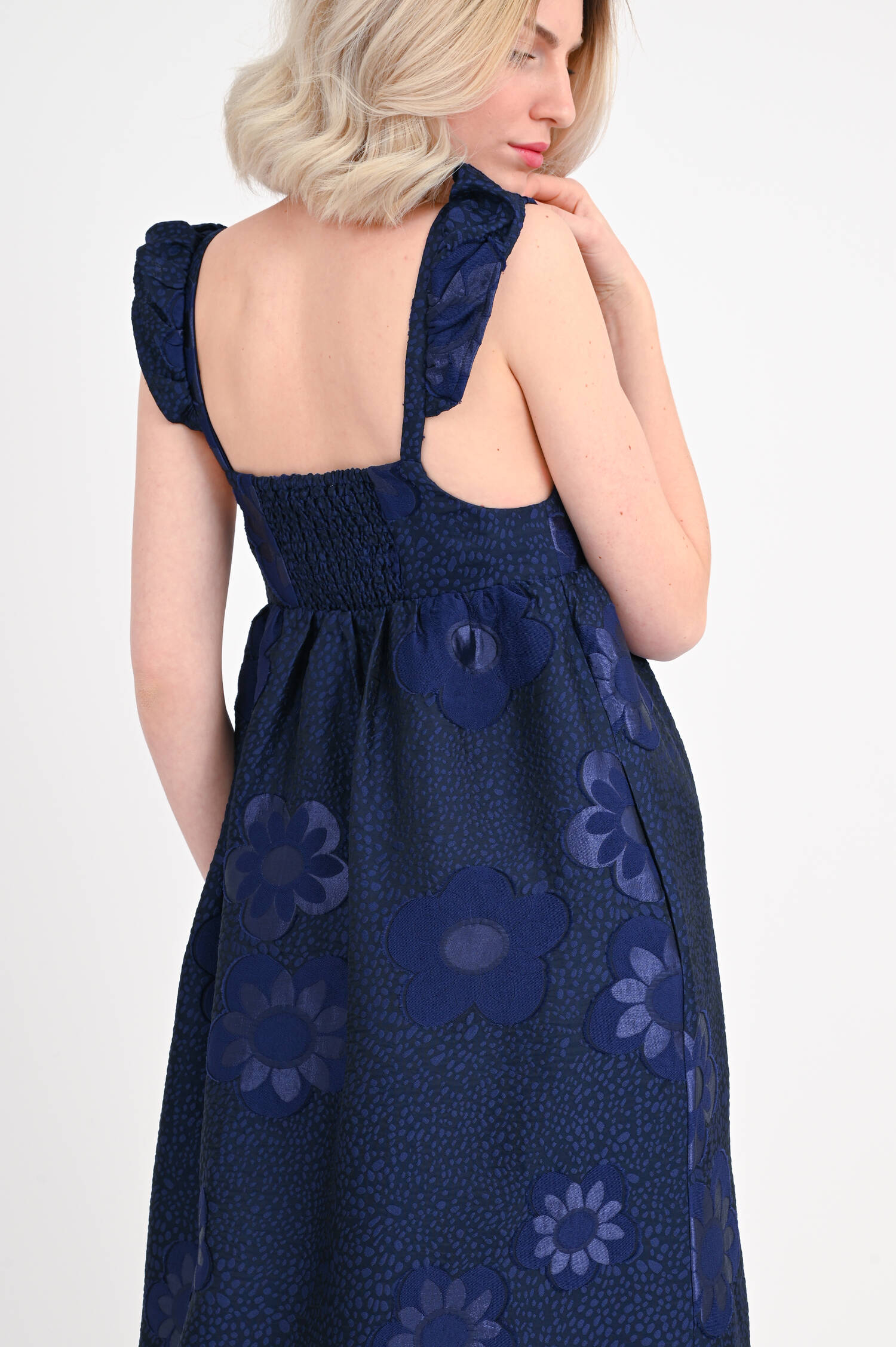 Jacquard-Kleid ANNALISE in Nachtblau