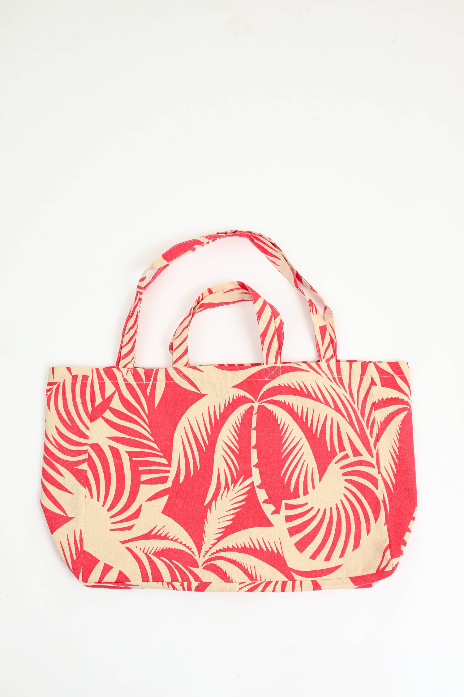 Tasche mit Palmen-Muster in Rot/Natur Tasche mit Palmen-Muster in Rot/Natur