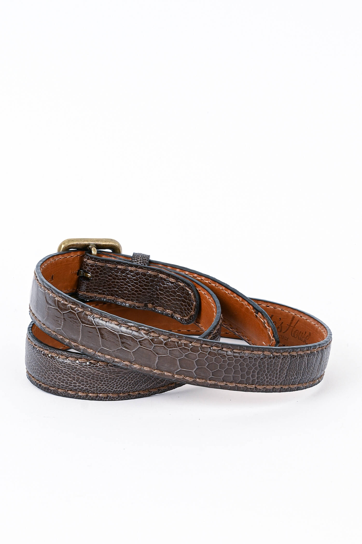 Gürtel aus Straußenleder in Dunkelbraun