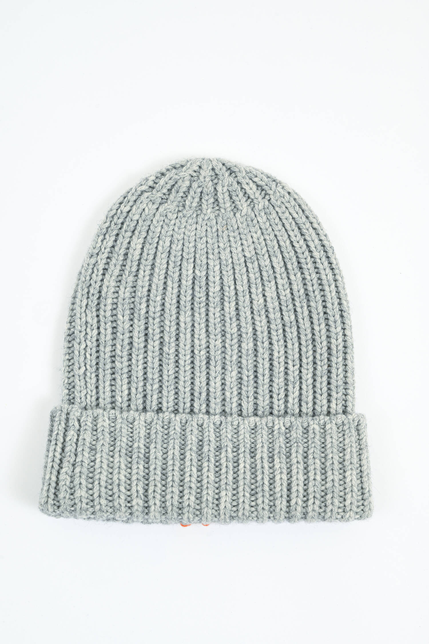 Rippstrick-Mütze in Grau/Orange