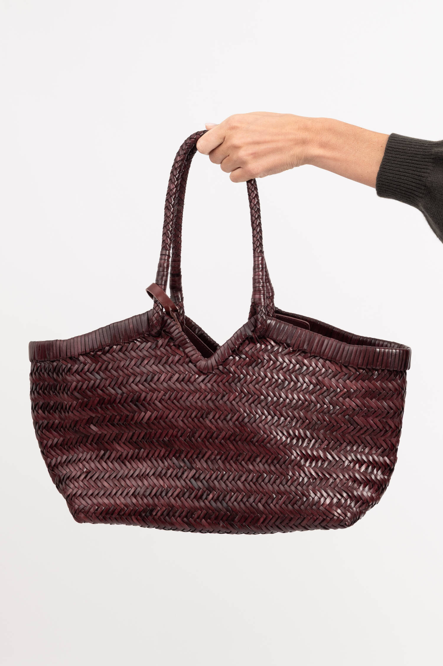 Leder Flecht Tote Bag CRUDELIA in Burgundy Leder Flecht Tote Bag CRUDELIA in Burgundy
