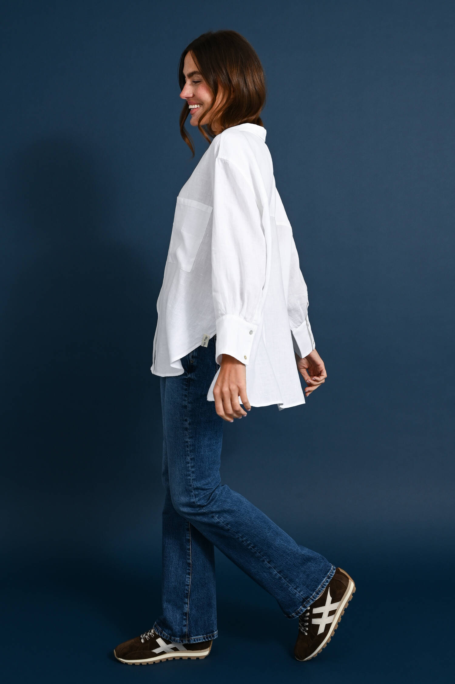 Leinen Hemdbluse in Weiß Leinen Hemdbluse in Weiß