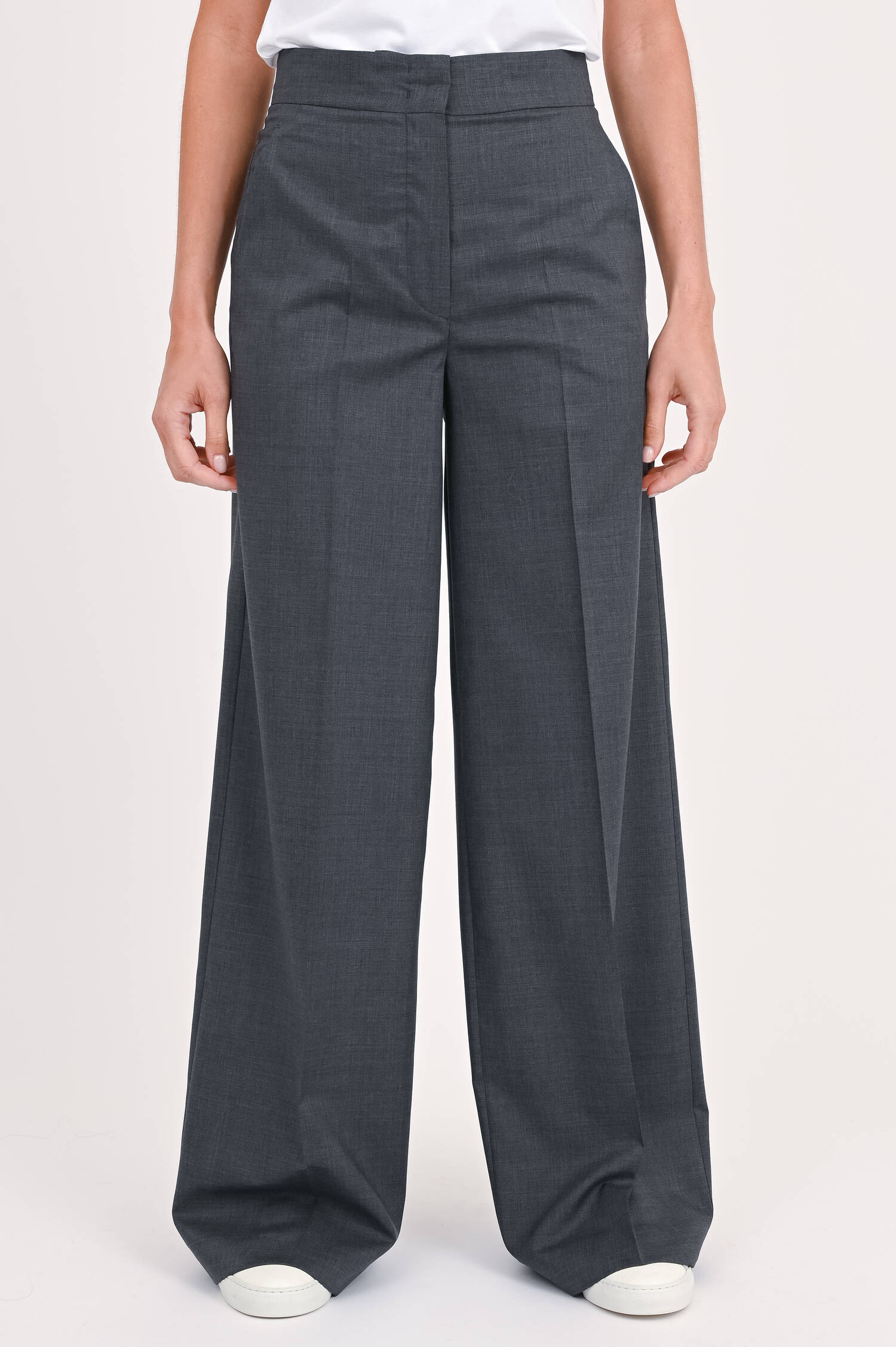 Hose aus Schurwolle in Grau