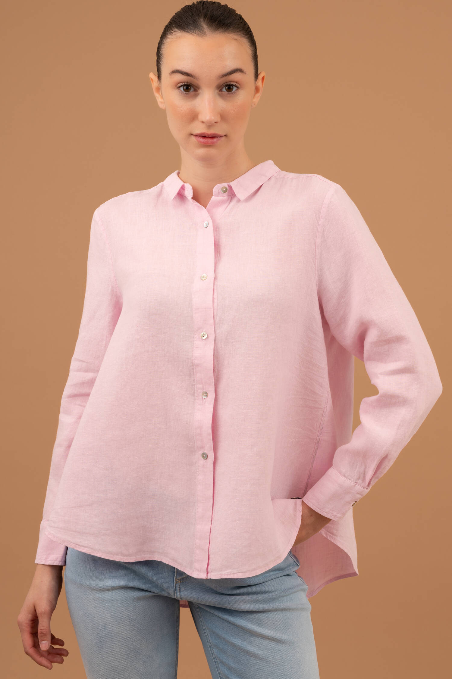 Leinenbluse in Ballettrosa