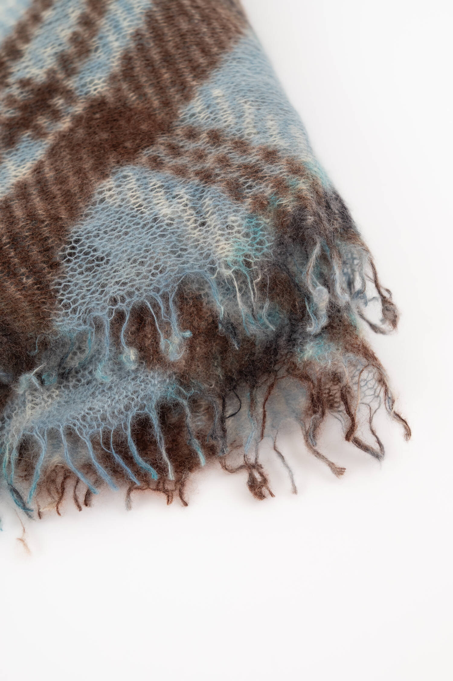 Cashmere Schal CHECK POINT in Hellblau/Braun Cashmere Schal CHECK POINT in Hellblau/Braun