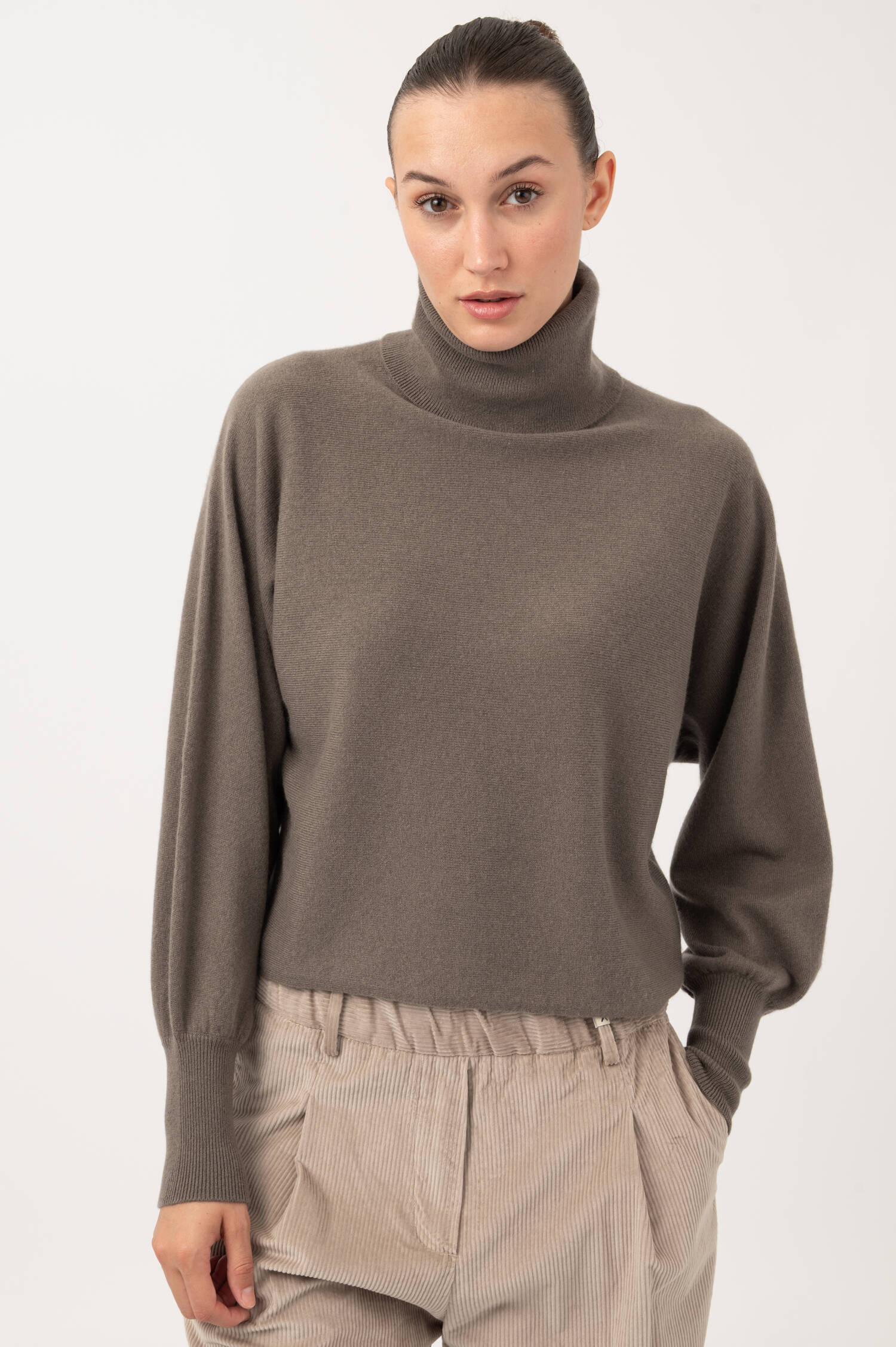 Woll-Cashmere Rollkragen Pullover in Taupe Woll-Cashmere Rollkragen Pullover in Taupe