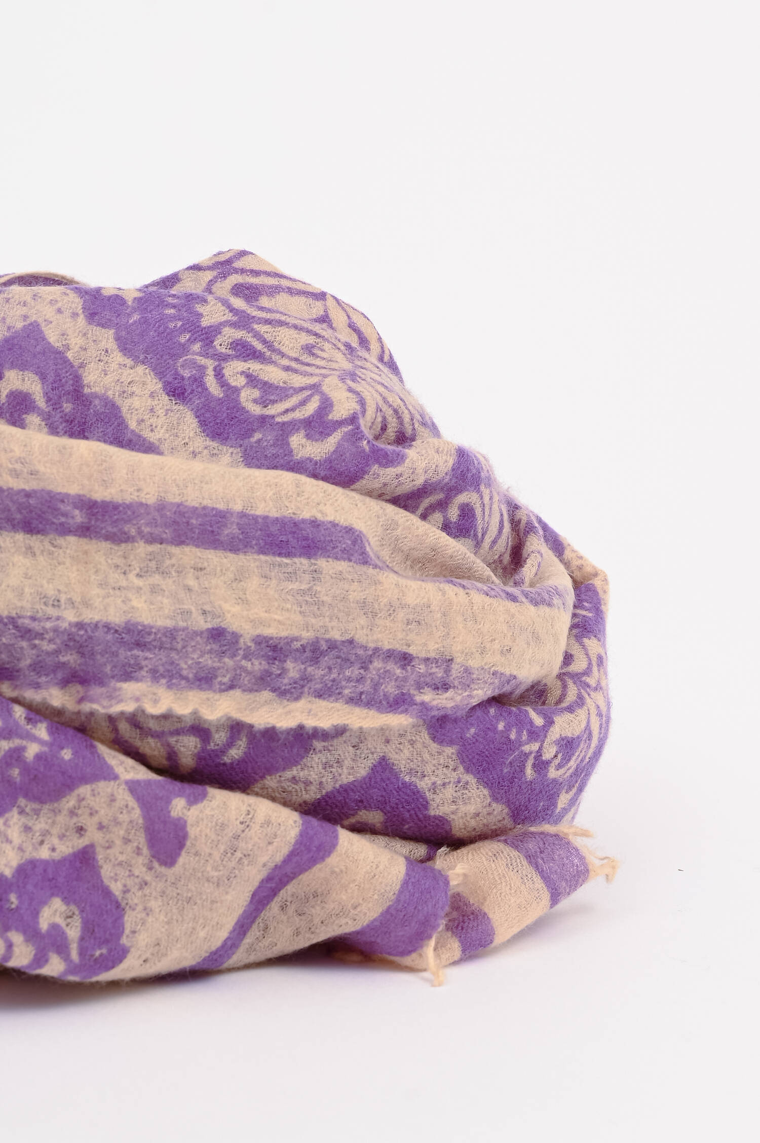 Cashmere-Schal ORNAMENT in Flieder/Natur