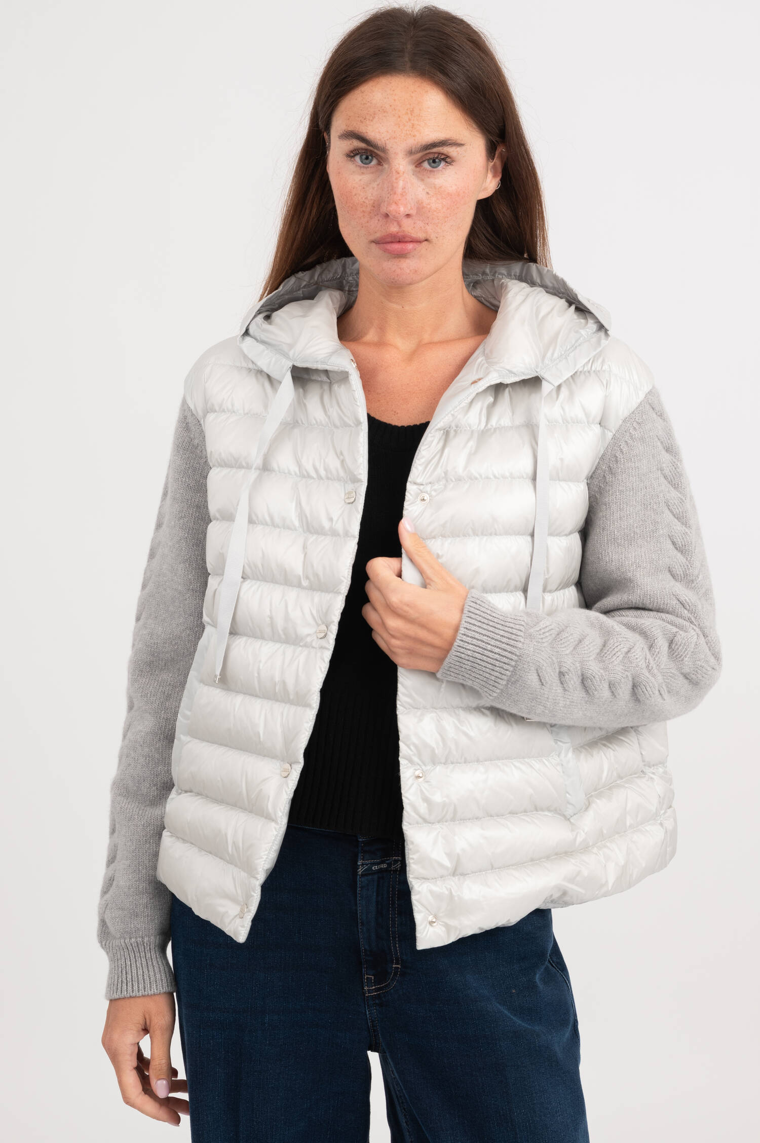 Kurze Hybridjacke in Hellgrau