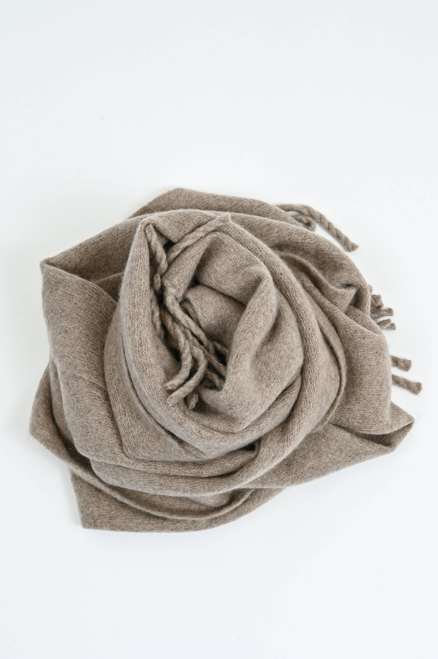 Cashmere-Schal mit breiten Fransen in Beige