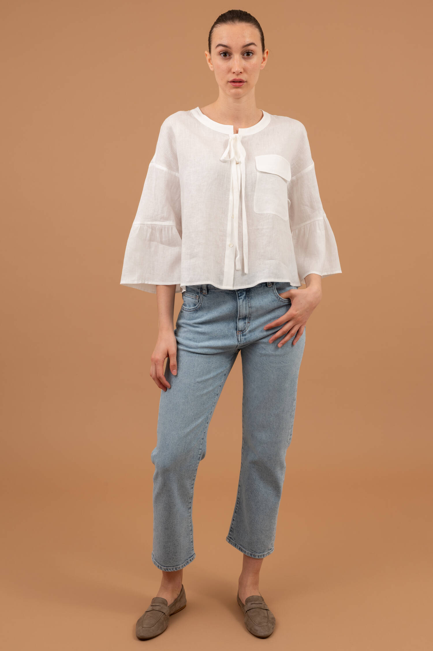 Leinenbluse River in Weiß