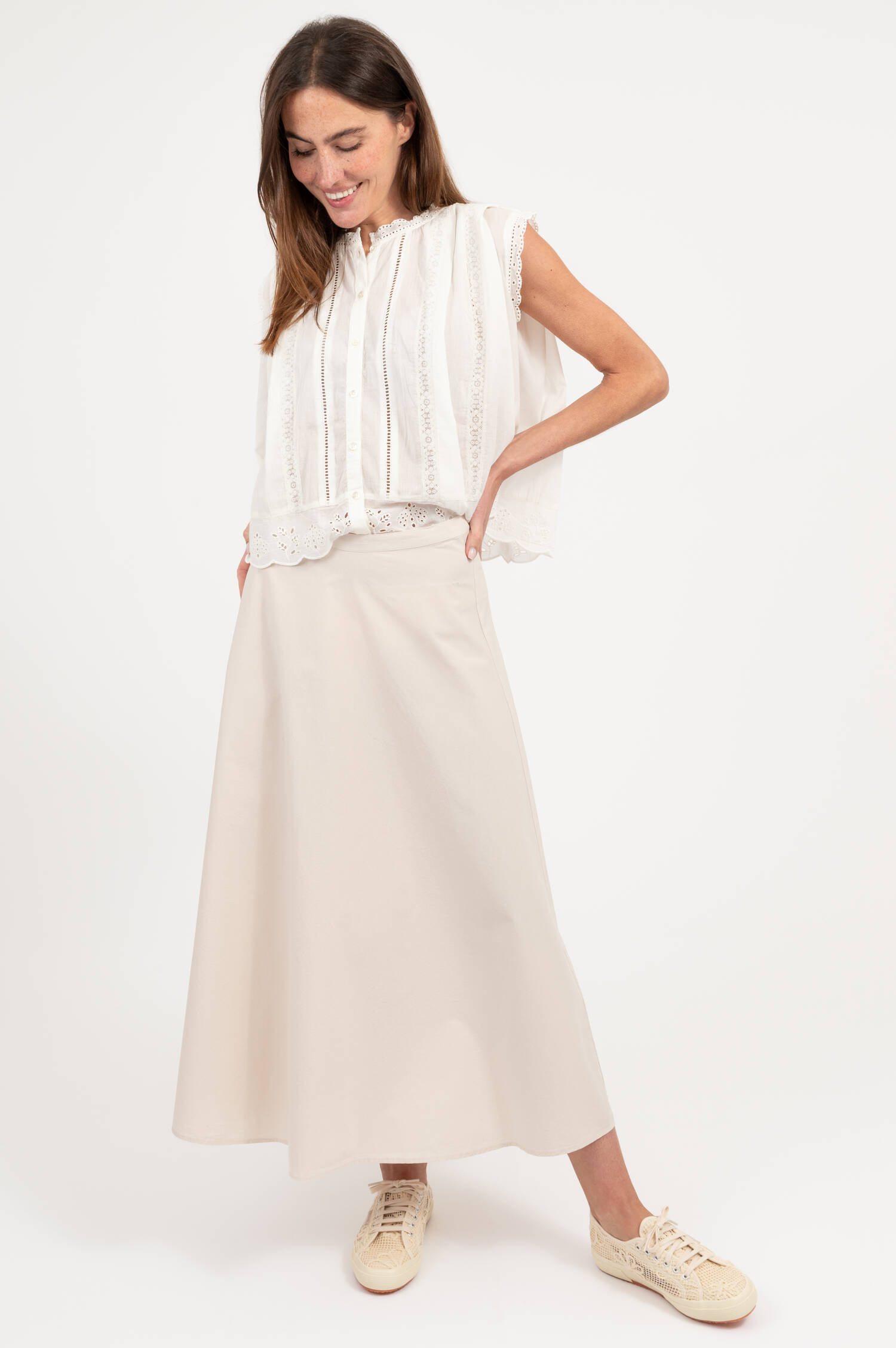 Rock aus Baumwoll-Popeline in Natur