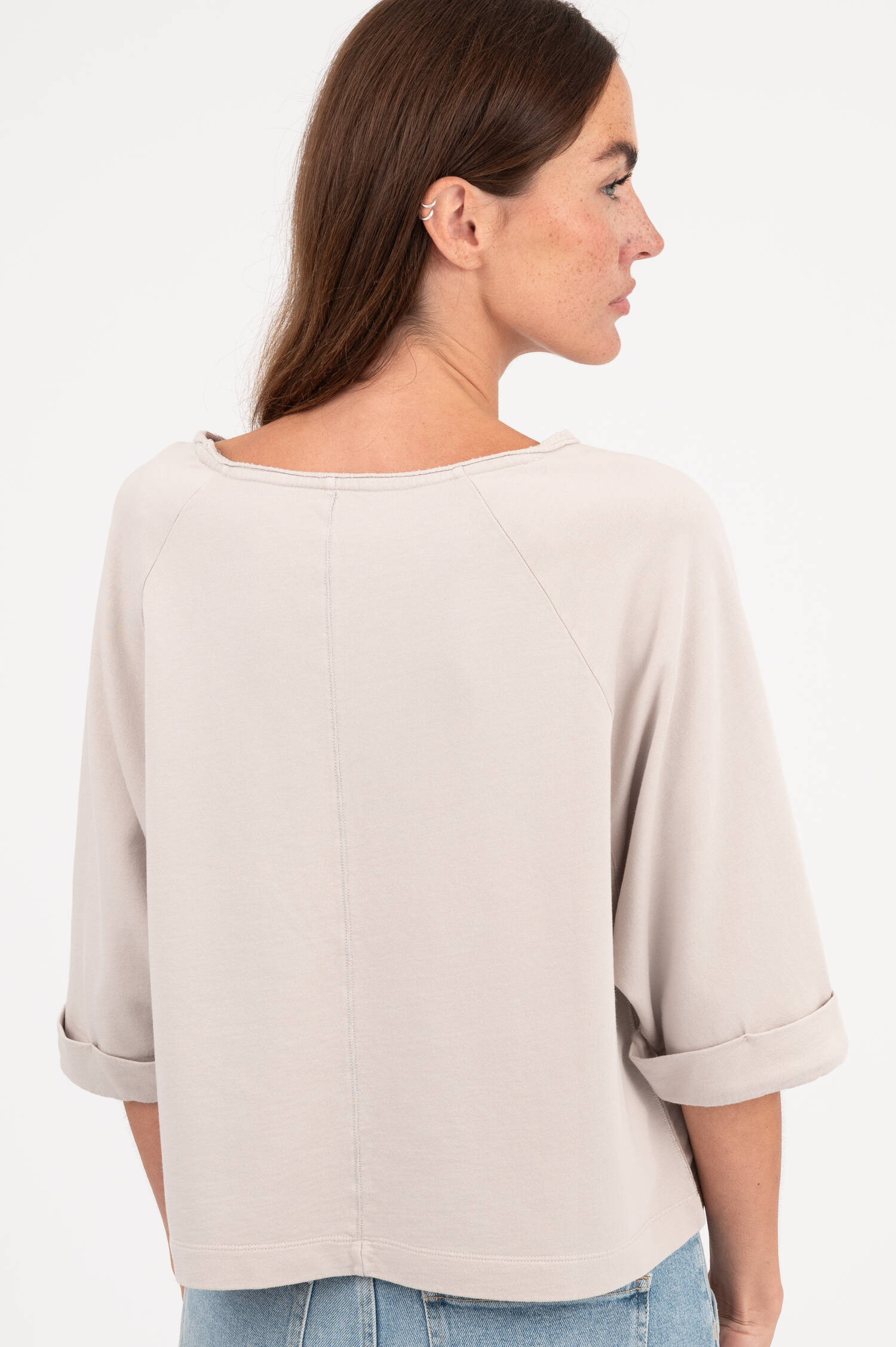 T-Shirt mit Lurexfäden in Taupe