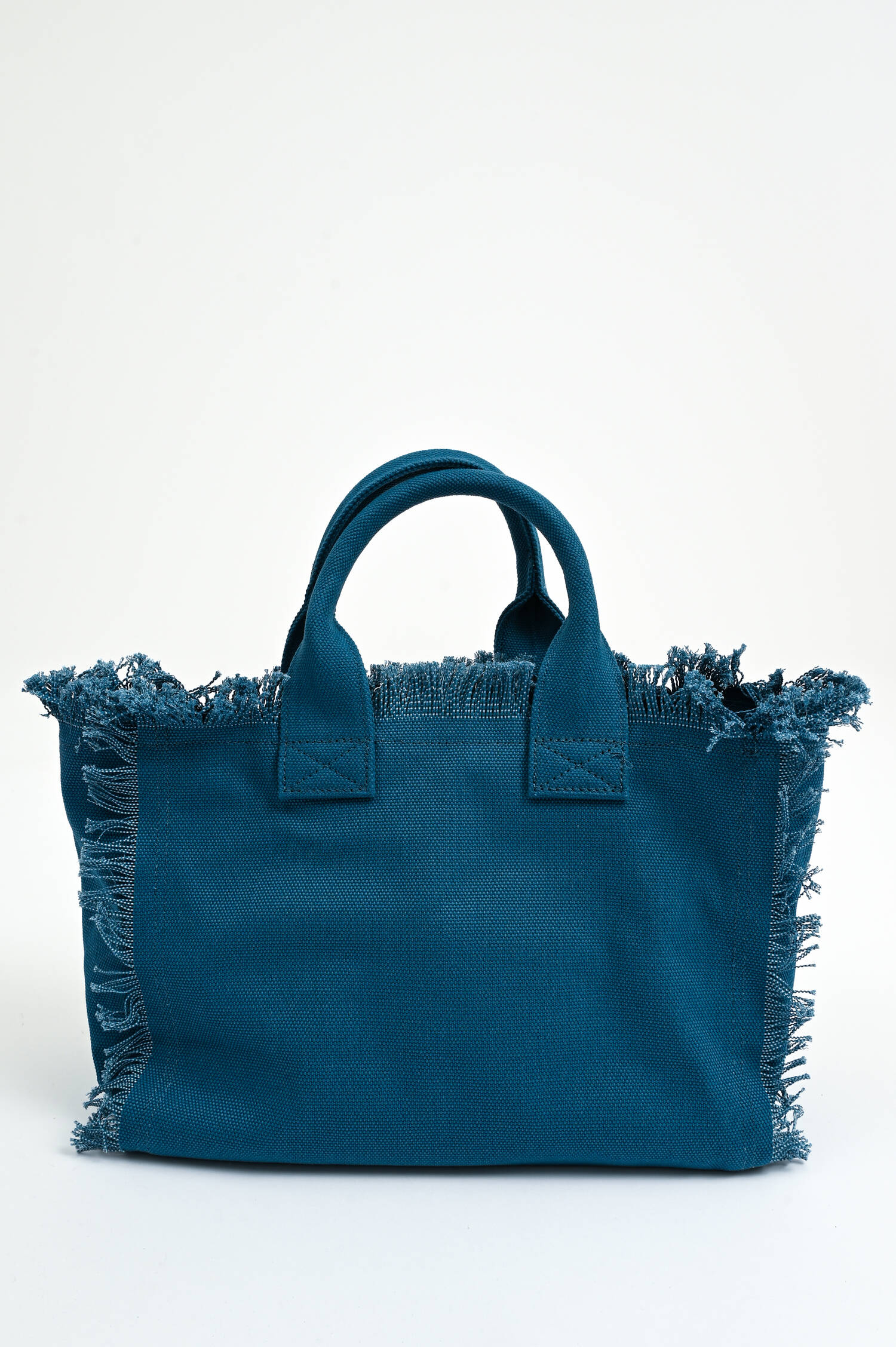 Large Canvas Tote mit Fransen in Blau