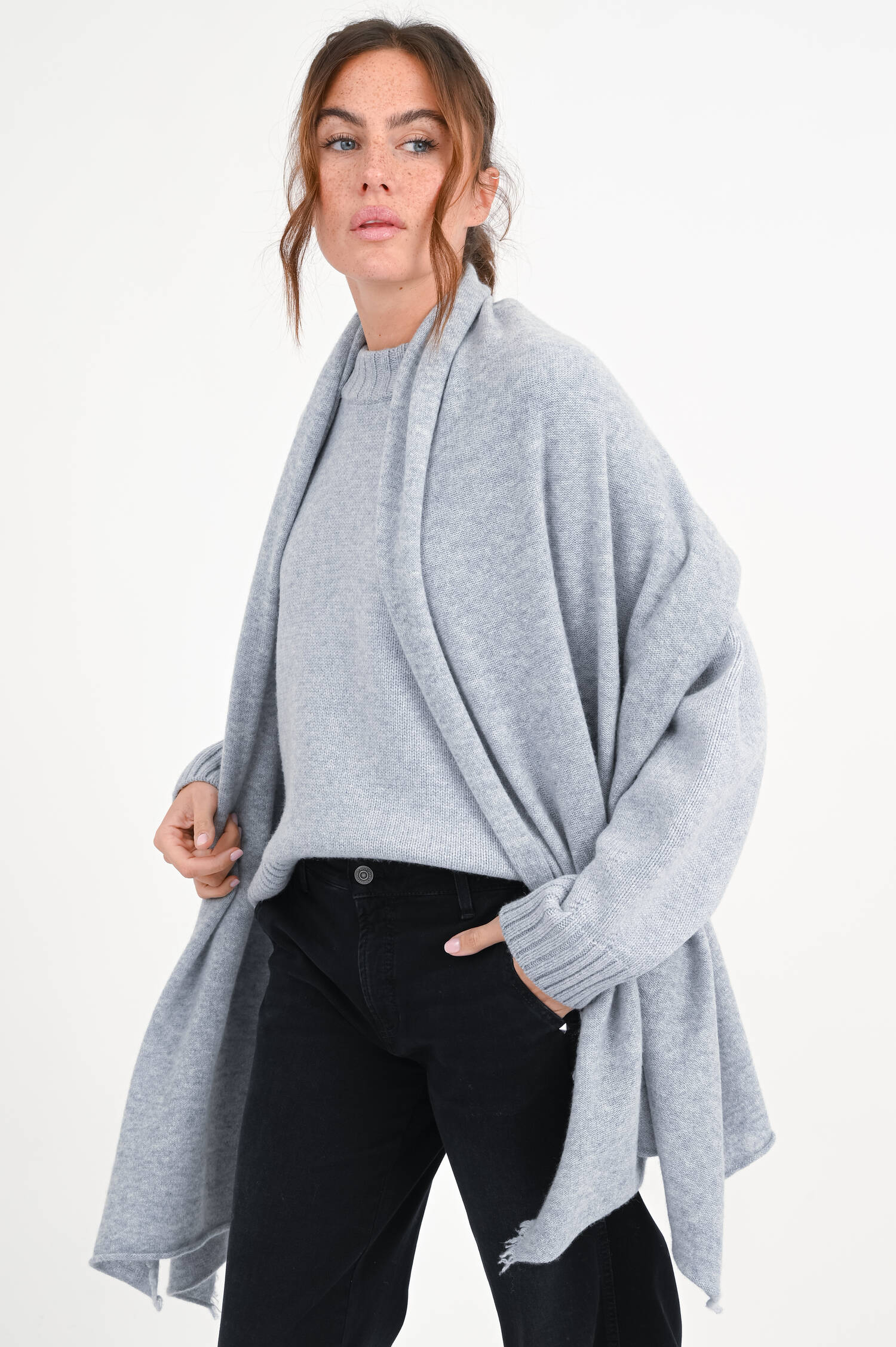 Cashmere-Tuch in Hellgrau