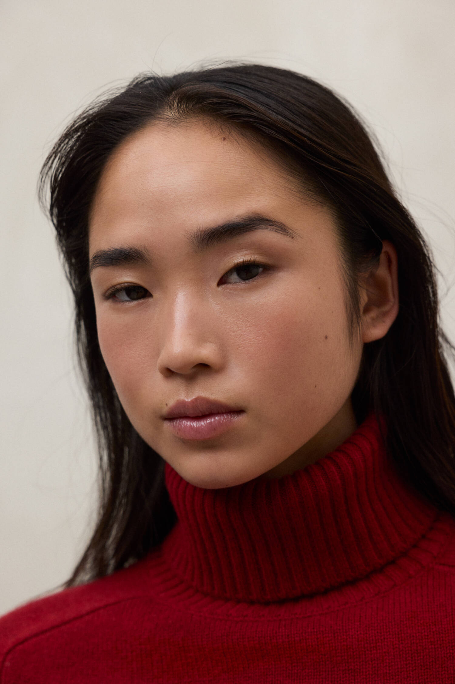 Rollkragen Pullover CAQUI in Crimson Red