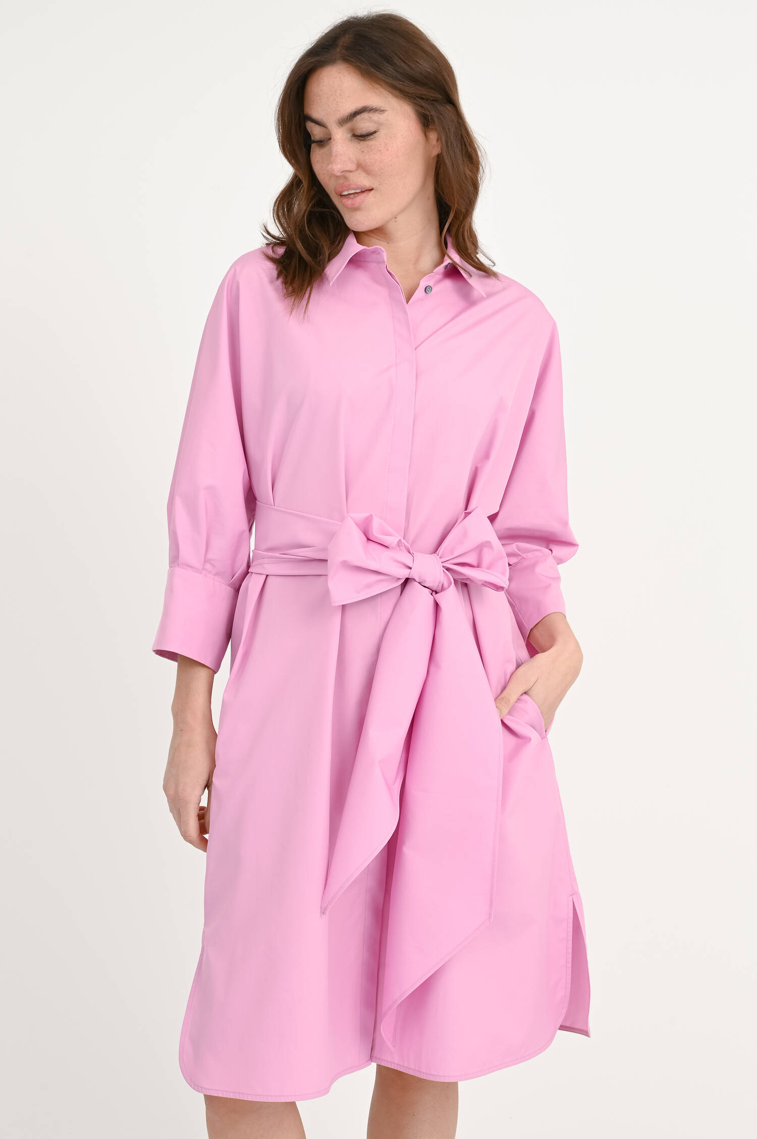 Baumwoll-Kleid TABATA mit Gürtel in Candy Pink