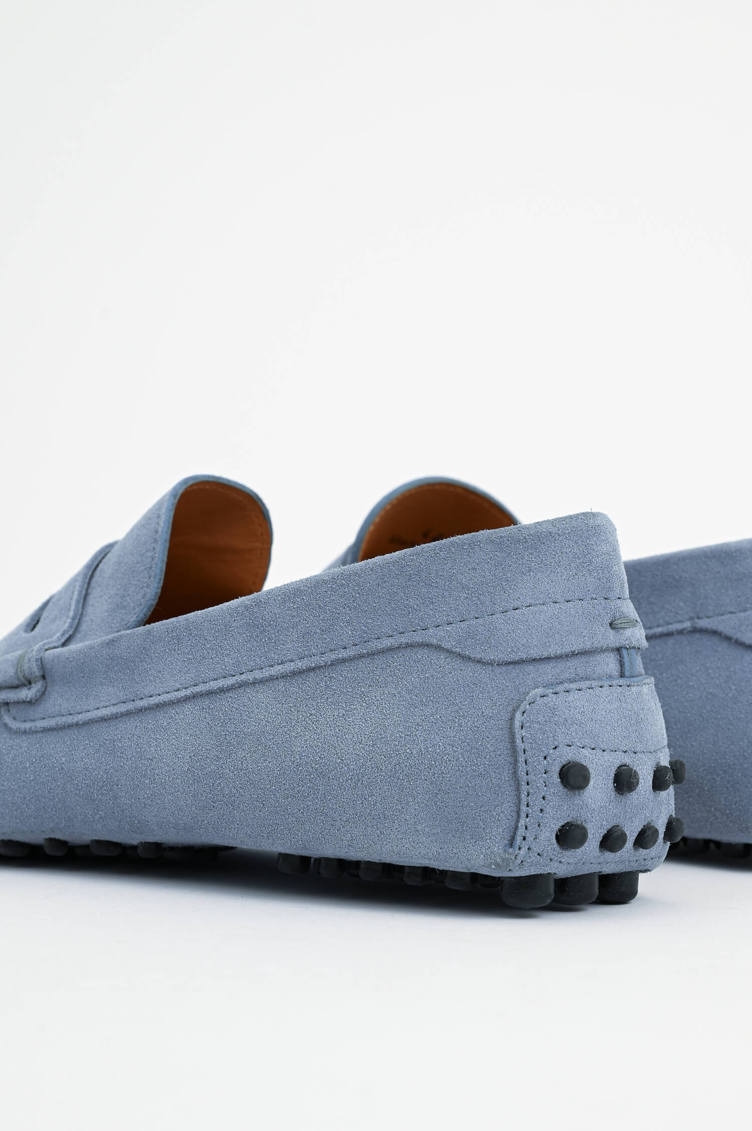 Mokassins aus Veloursleder in Taubenblau