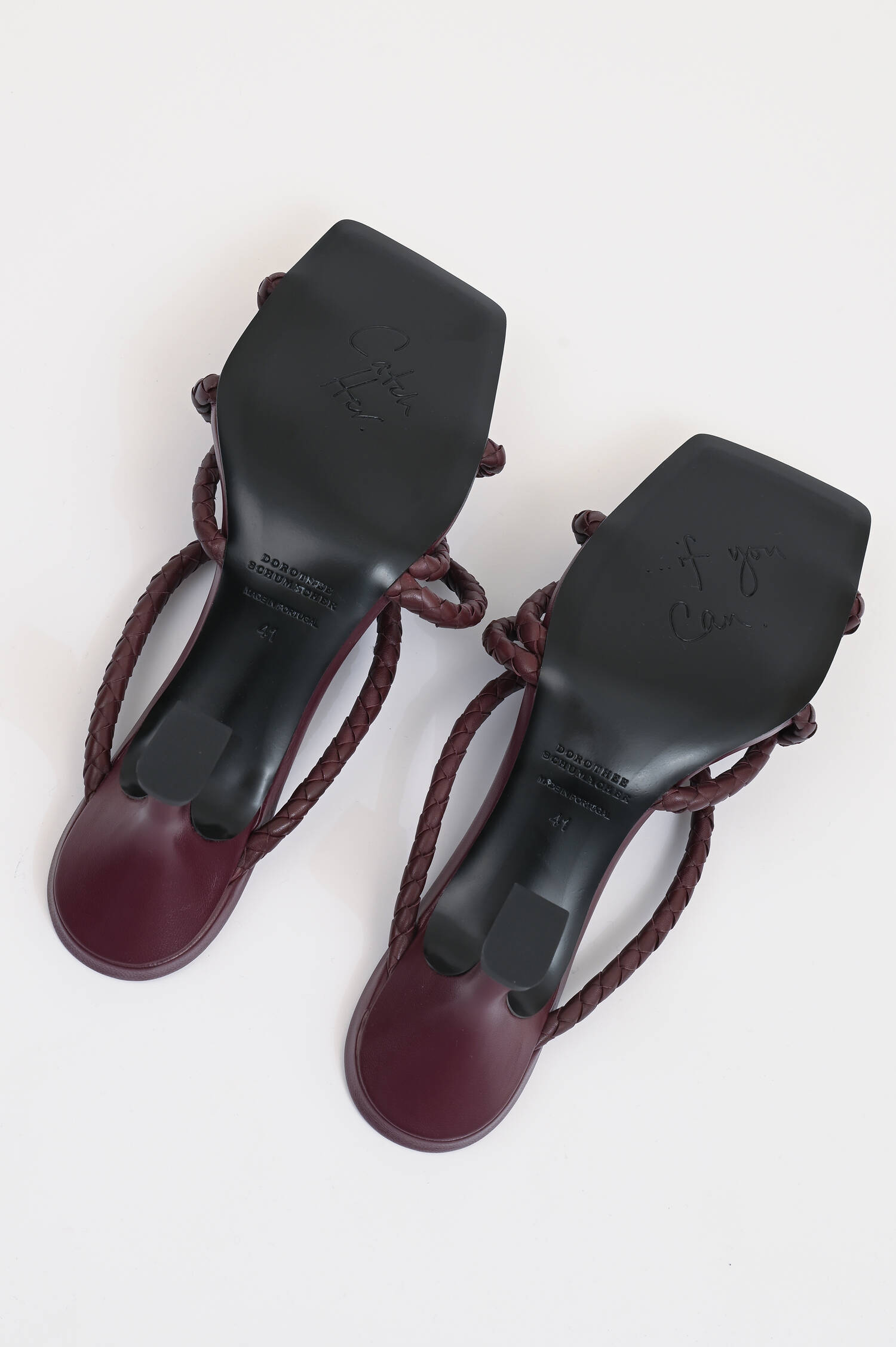 Sandalette mit geflochtenen Riemchen in Bordeaux