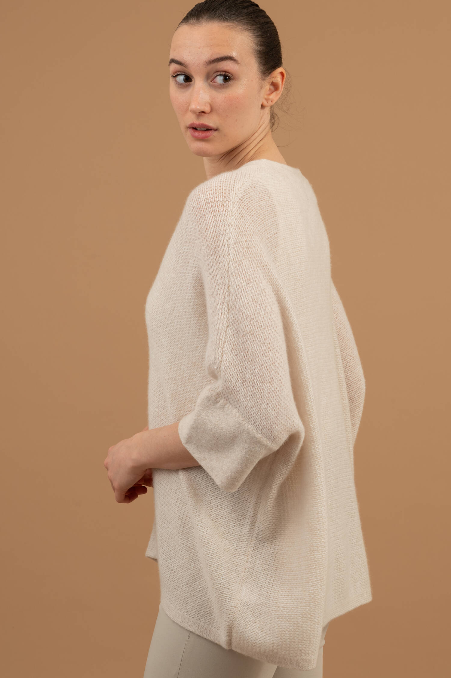 Cashmere Strickweste in Light Beige Melange