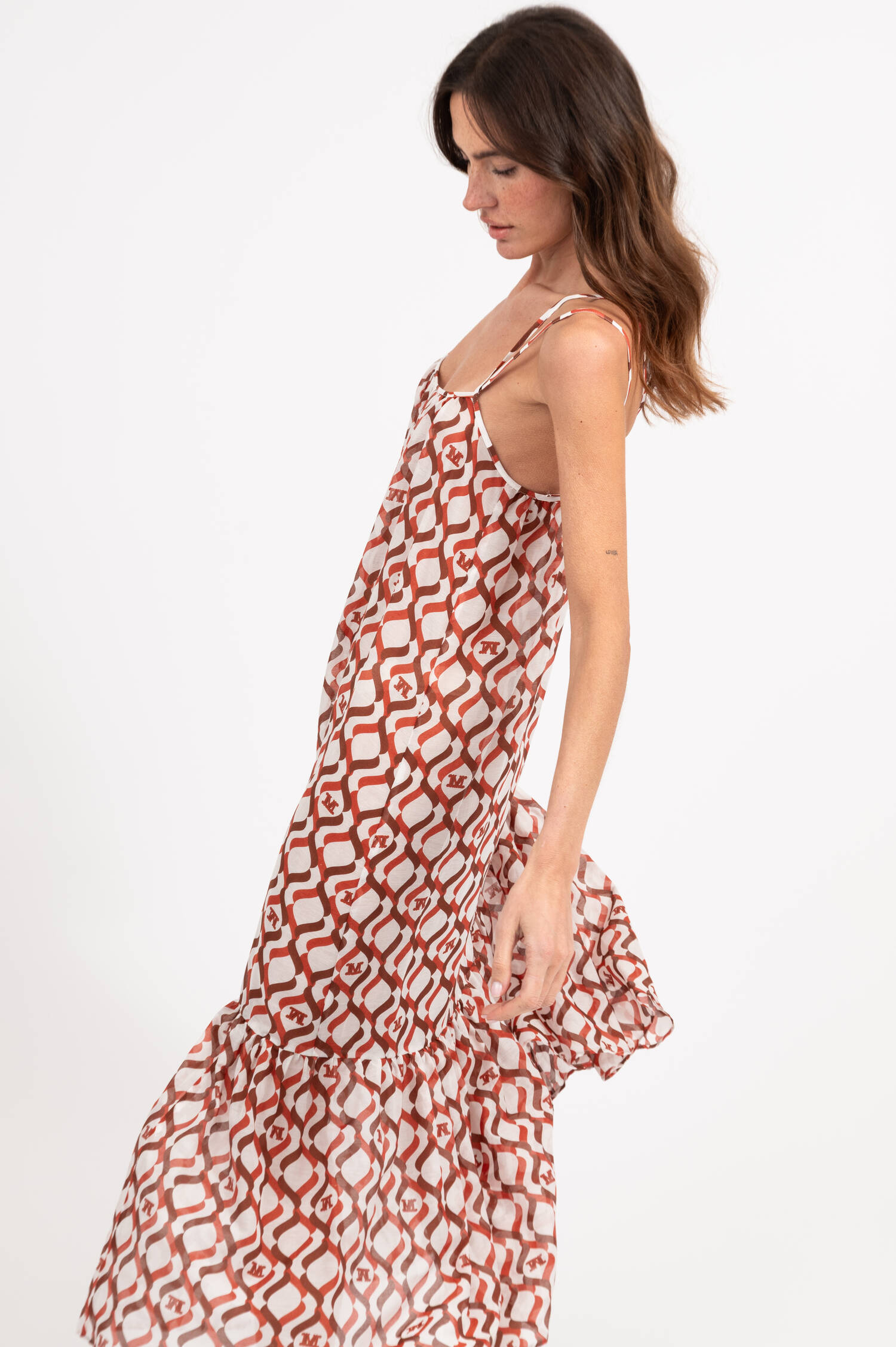 Kleid ALISSO mit Allover Print in Weiß/Rot