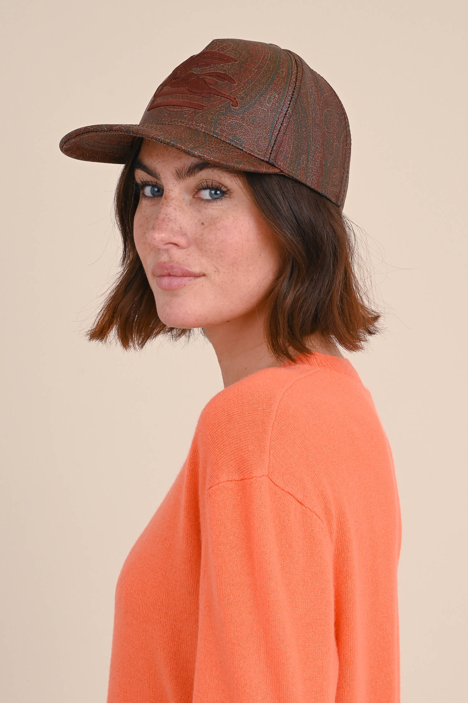 Basecap mit Paisley Muster in Bordeaux