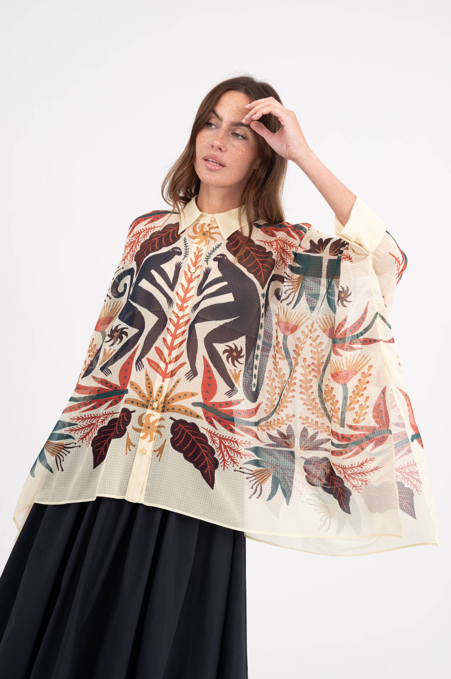 Bluse mit Allover Print in Multicolor
