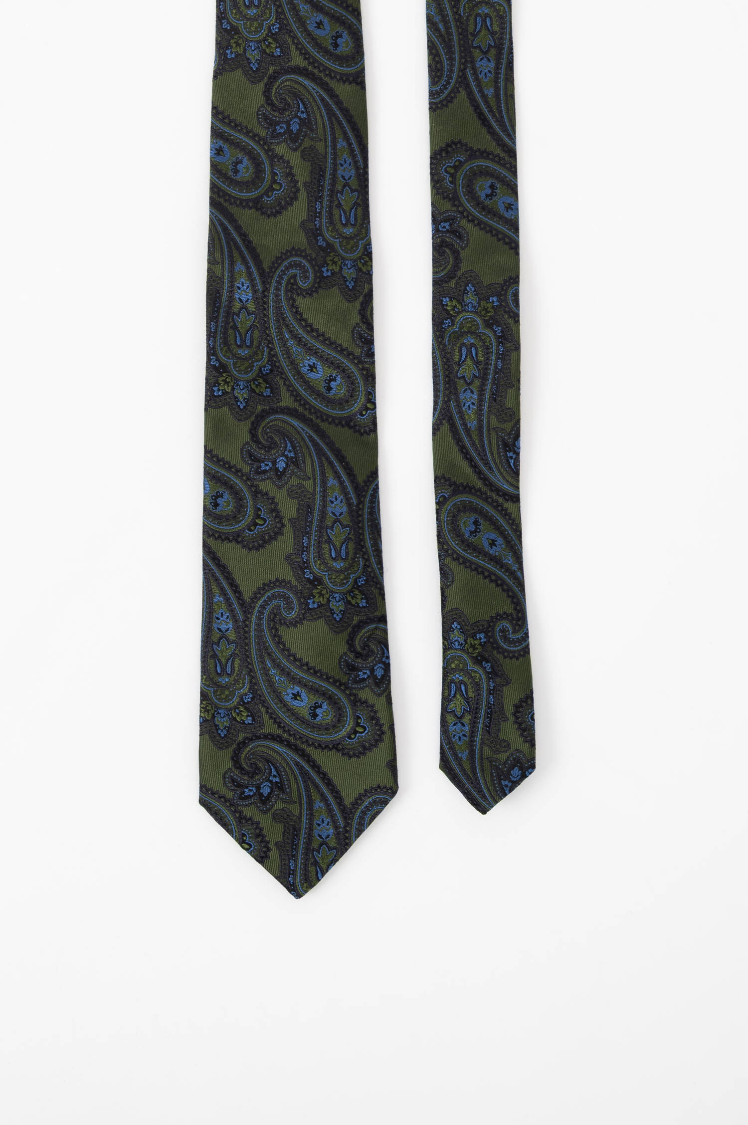Paisley Seiden Krawatte in Grün/Blau