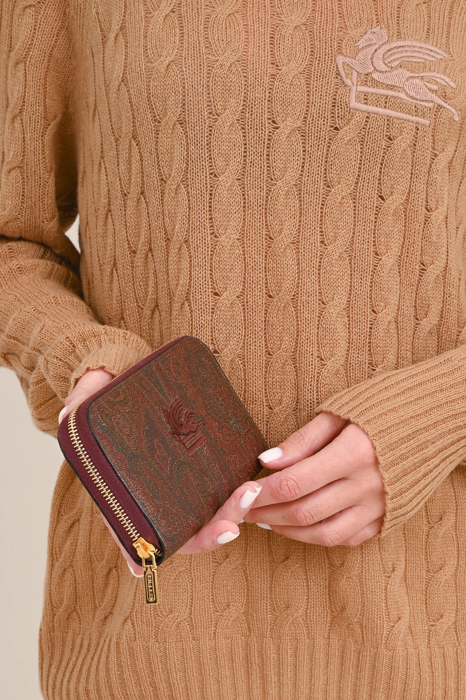 Brieftasche mit Paisley-Print in Bordeaux