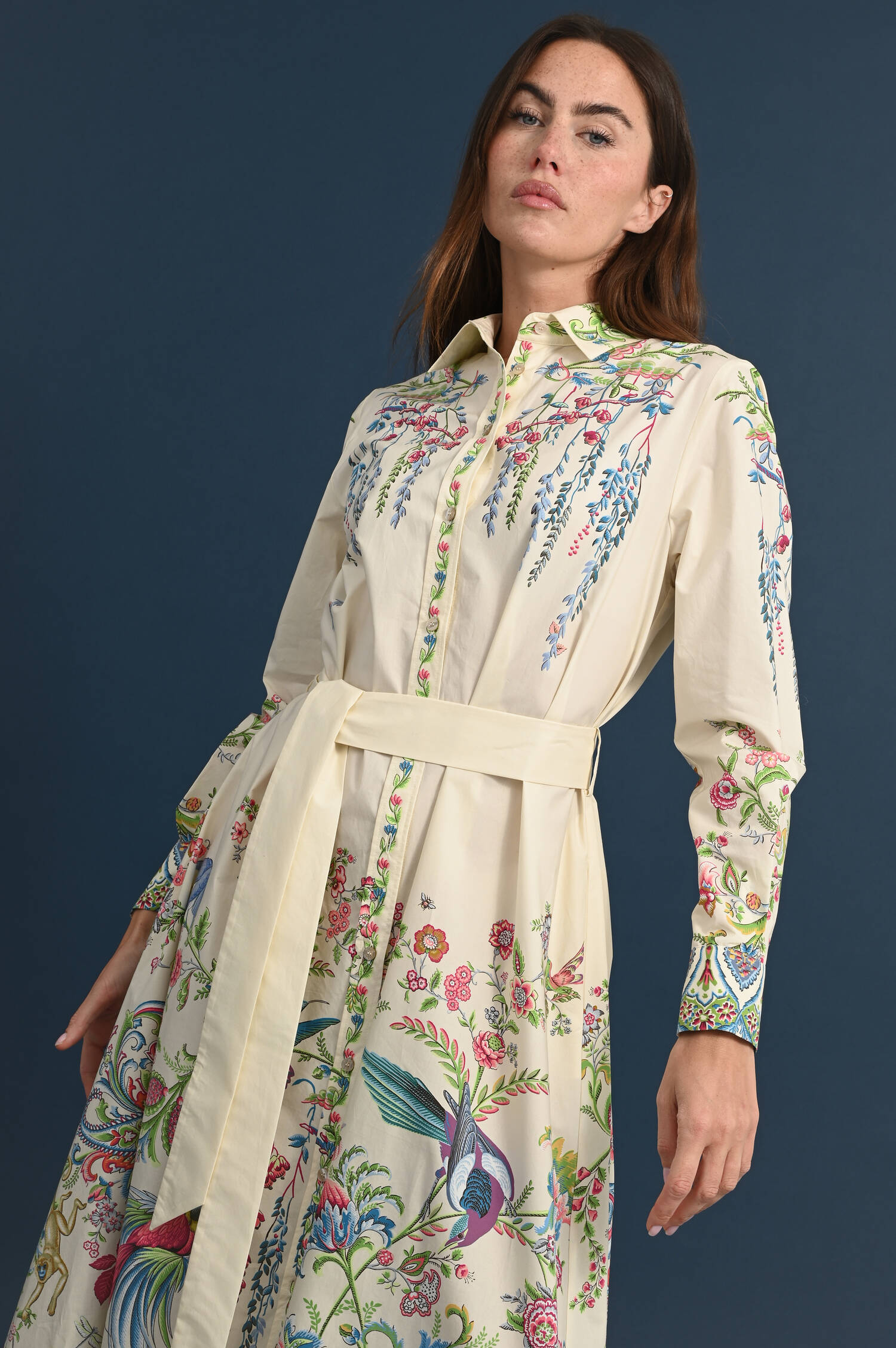 Maxihemdblusenkleid mit Botanischem Print
