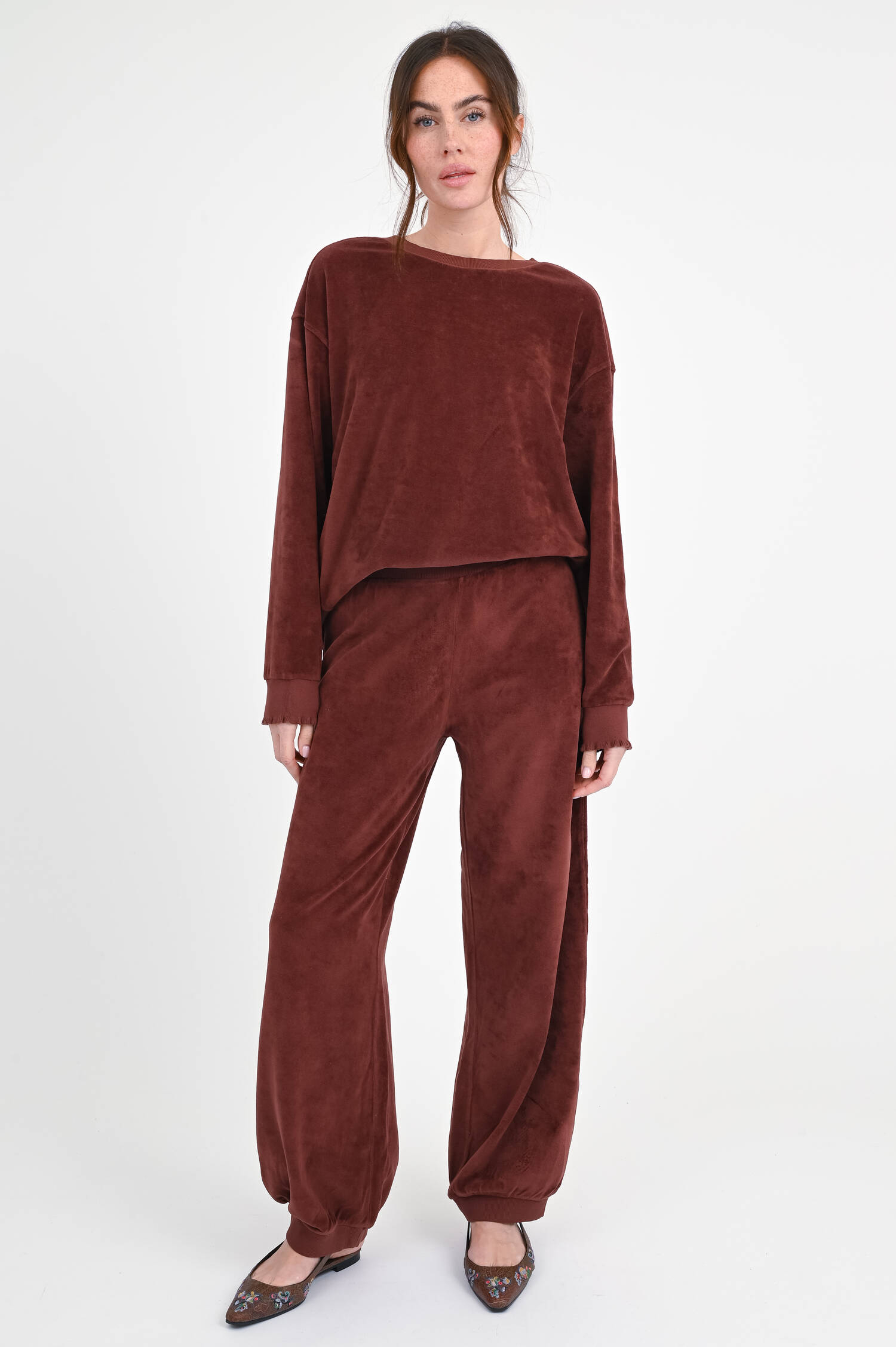 Frottee-Sweatpants PERRY in Kastanie