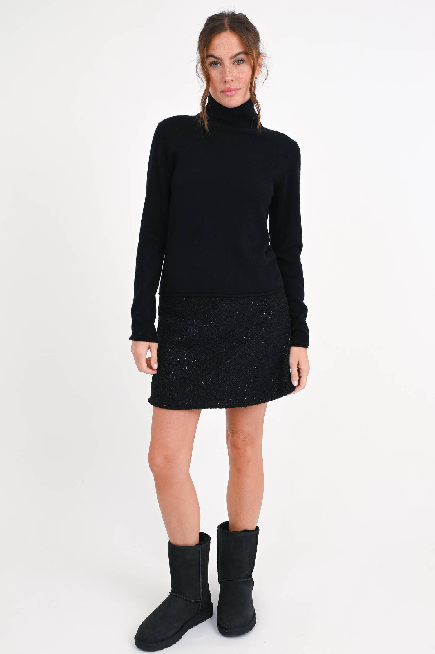 Cashmere-Rollkragenpullover in Schwarz