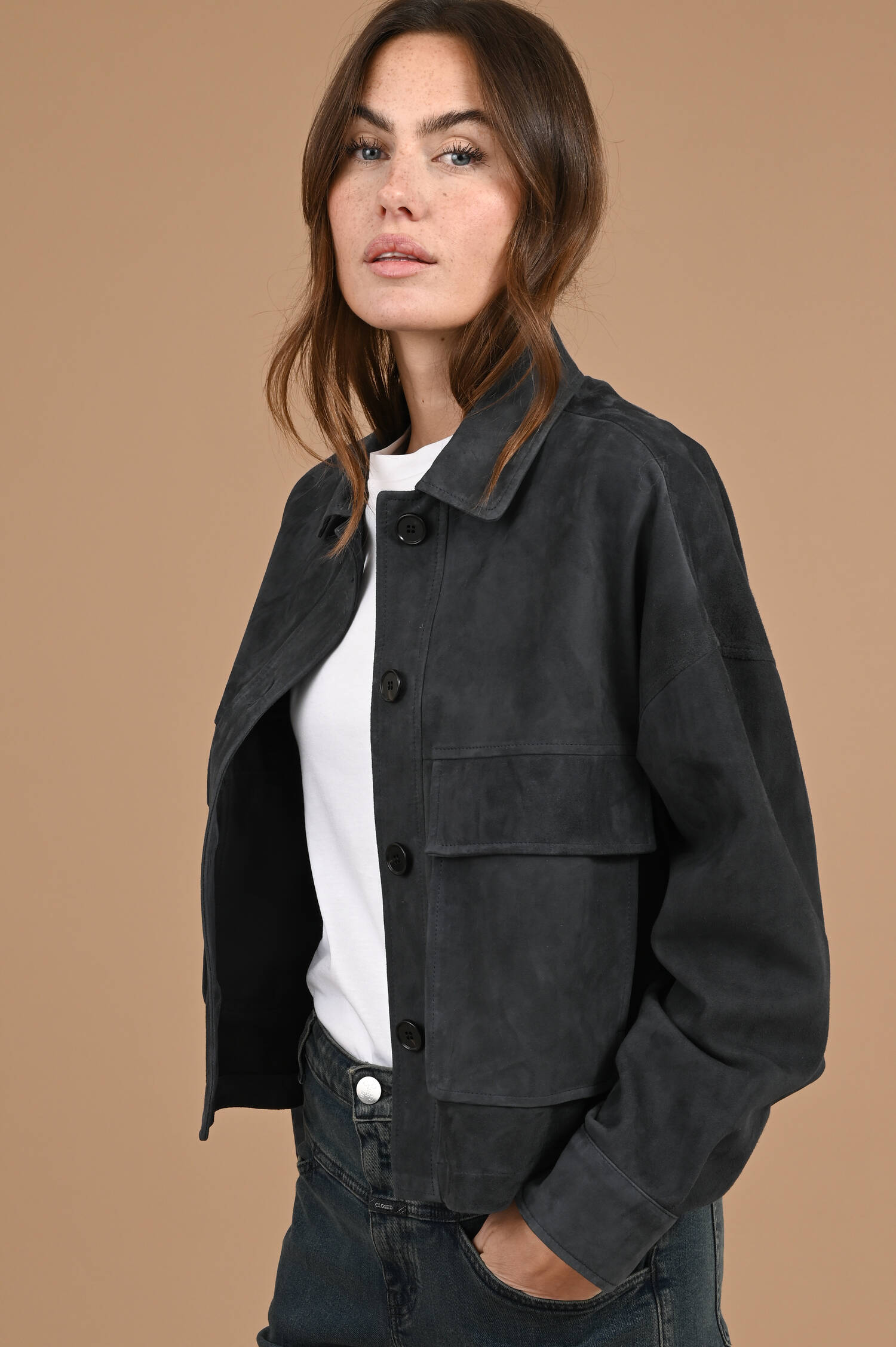 Suede Lederjacke MIRI in Royalblau Suede Lederjacke MIRI in Royalblau