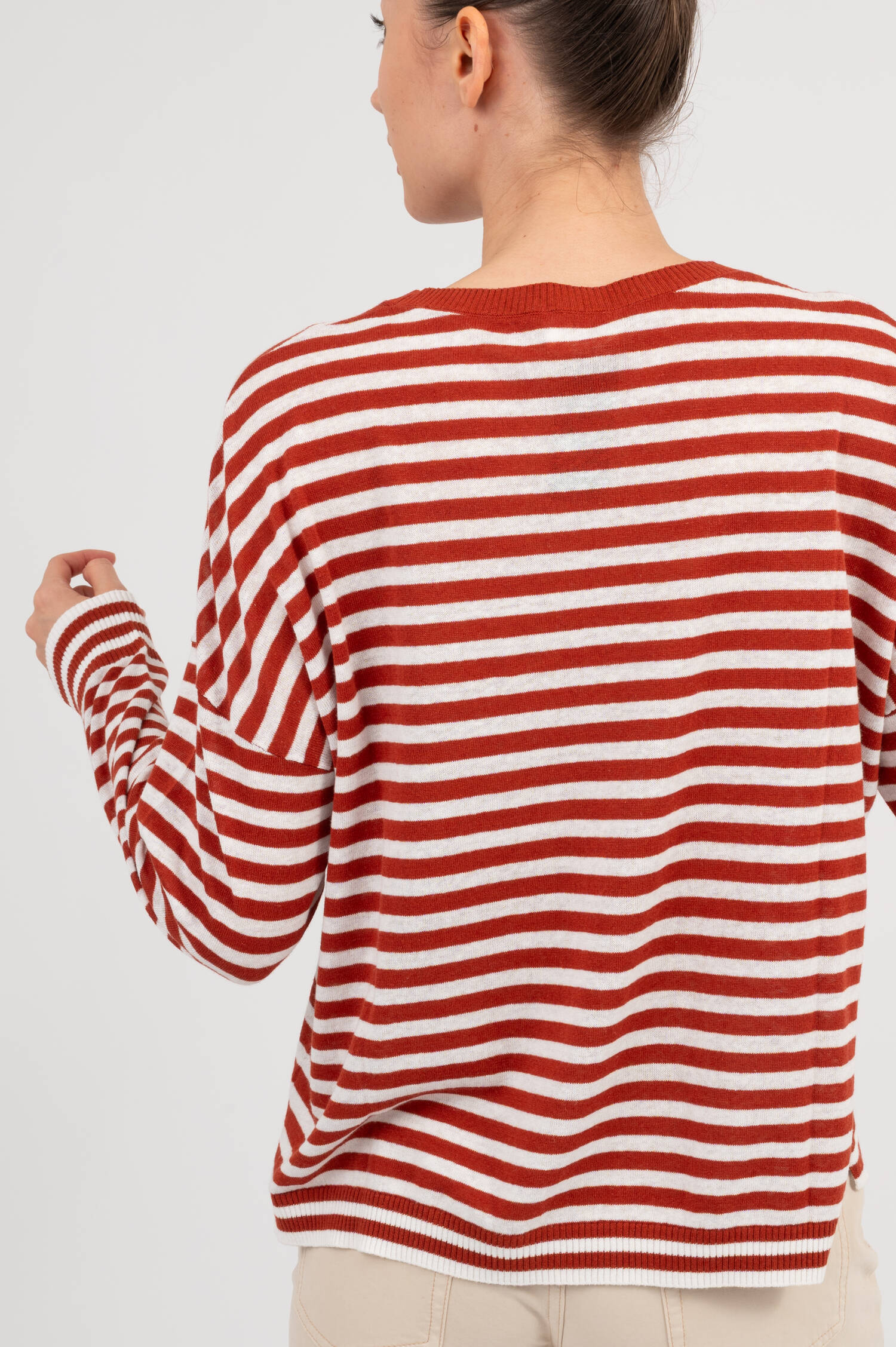 Langarm Ringelshirt in Rot/Weiß