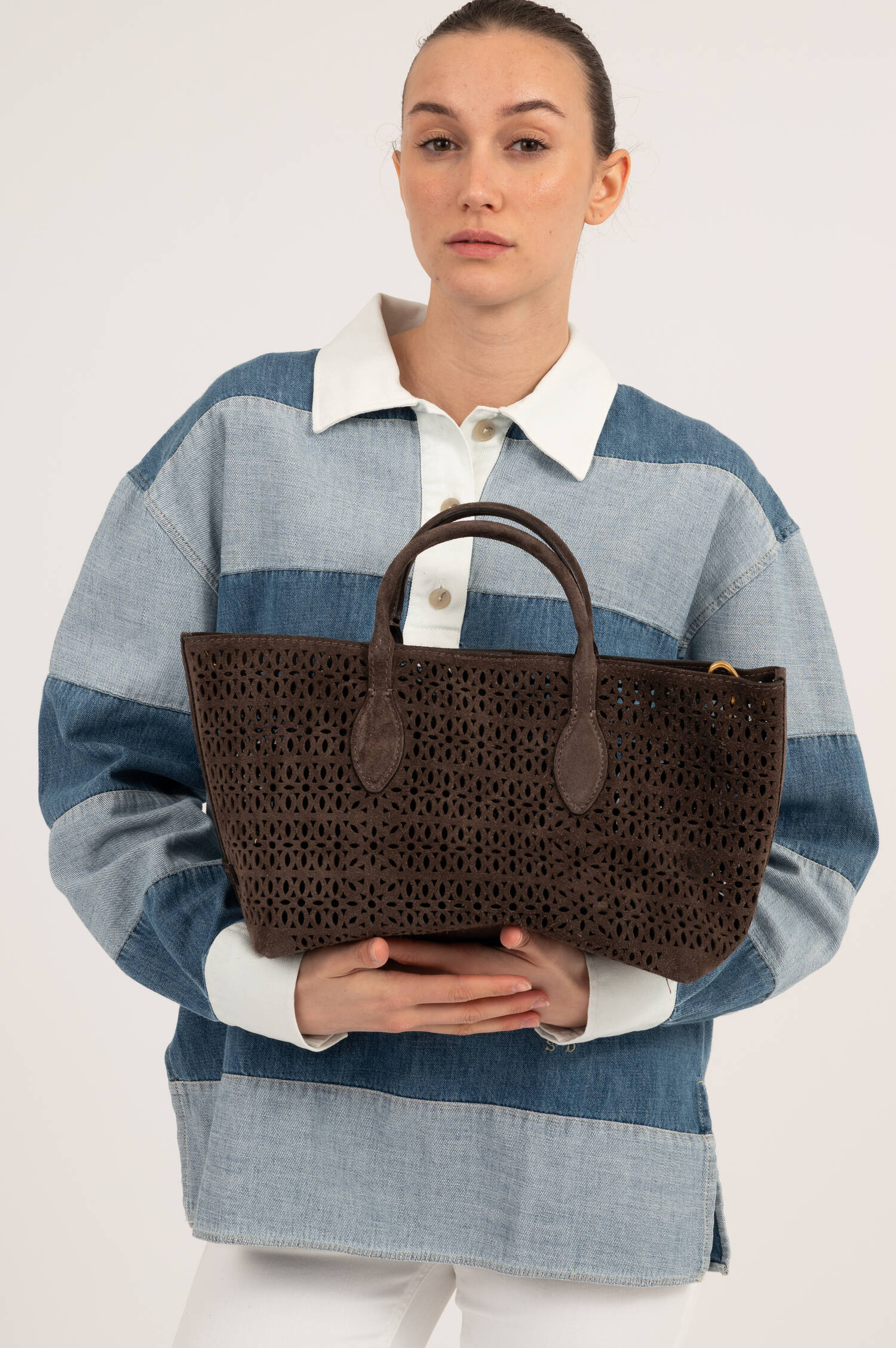 Kleine Leder Tasche MASHUP in Moka