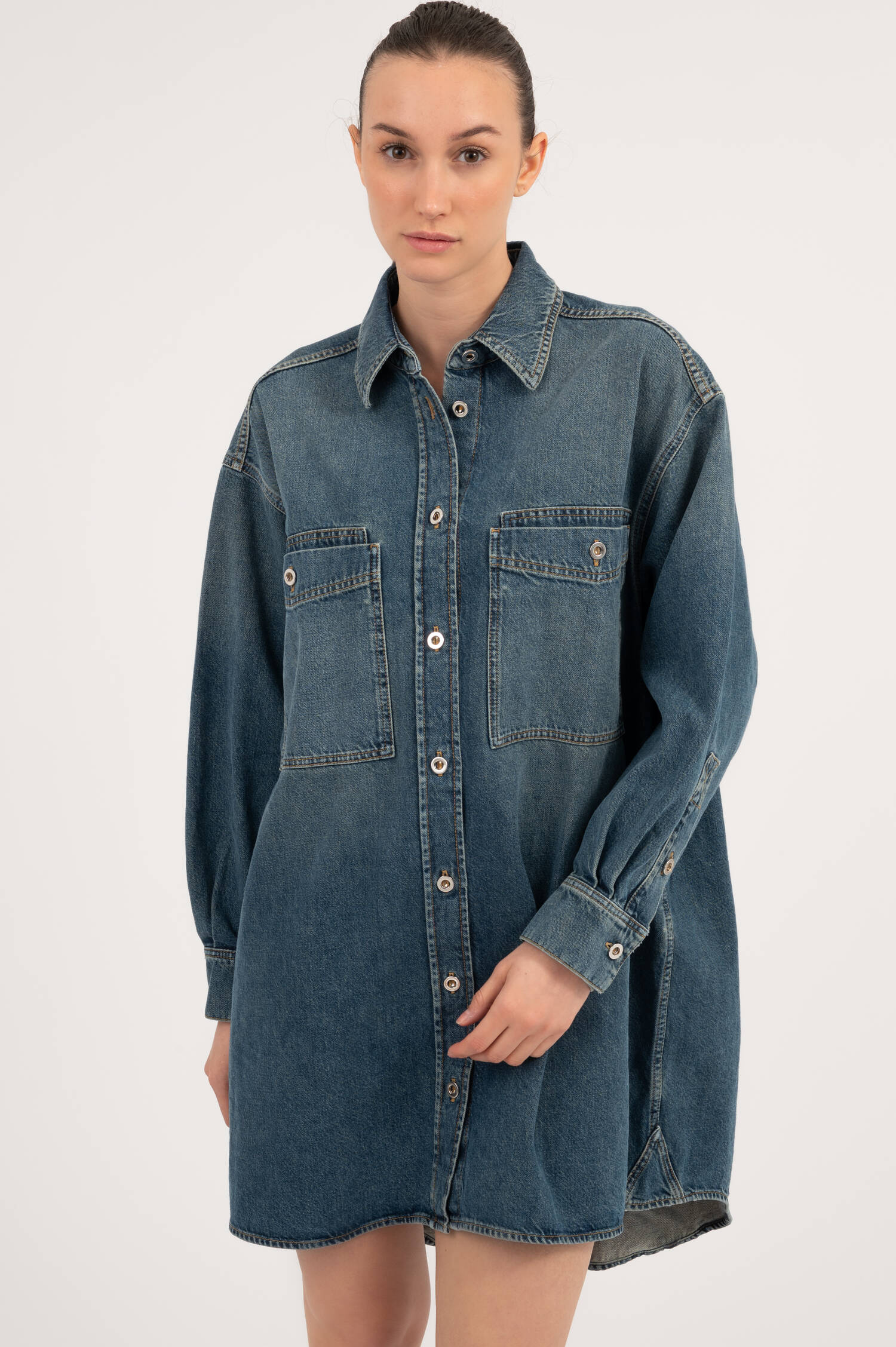 Oversized Denimkleid in Dunkelblau