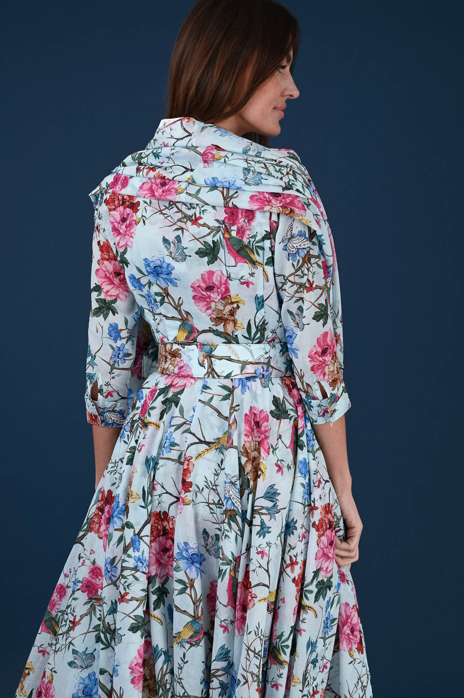 Kleid ASTER in Softblau gemuster