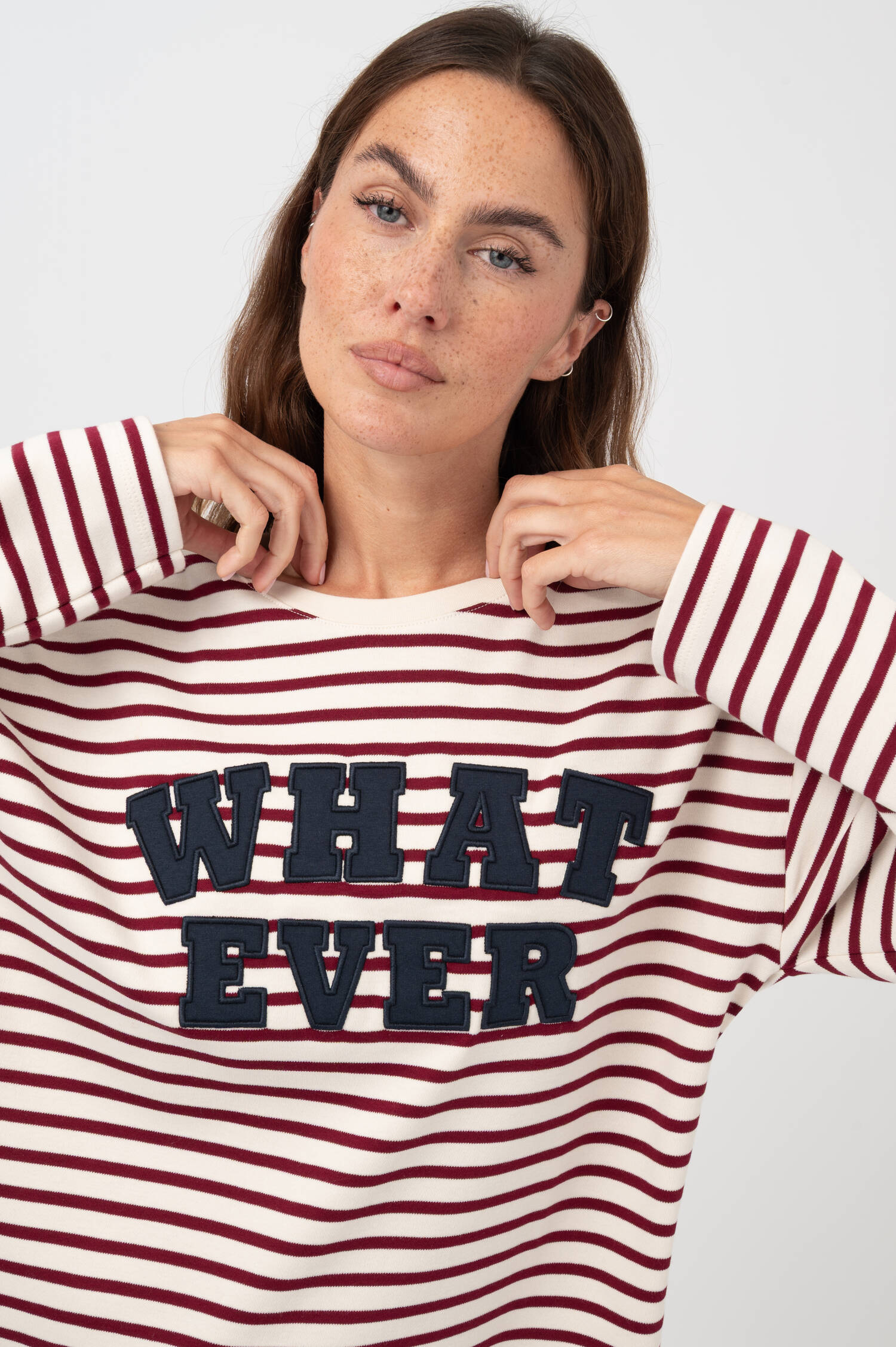Ringel Shirt WHATEVER in Burgundy/Off-White