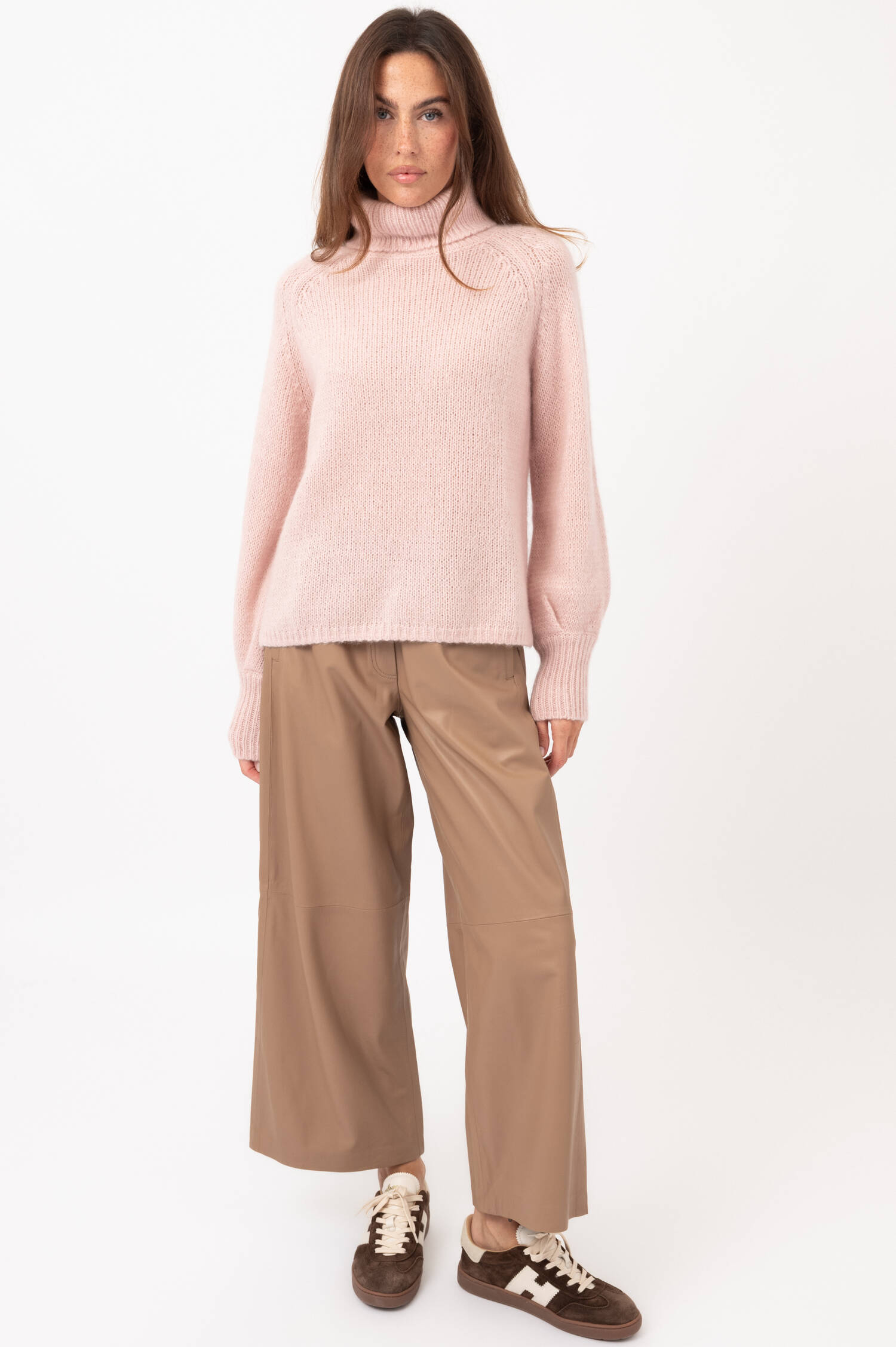 Cashmere-Seiden-Rollkragenpullover in Rosa