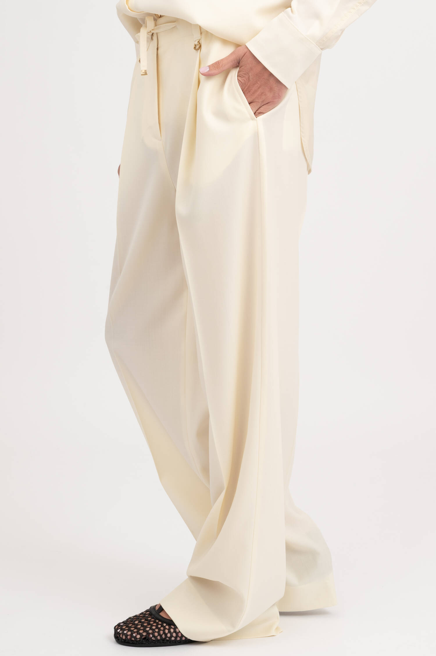 Hose aus Schurwolle in Creme