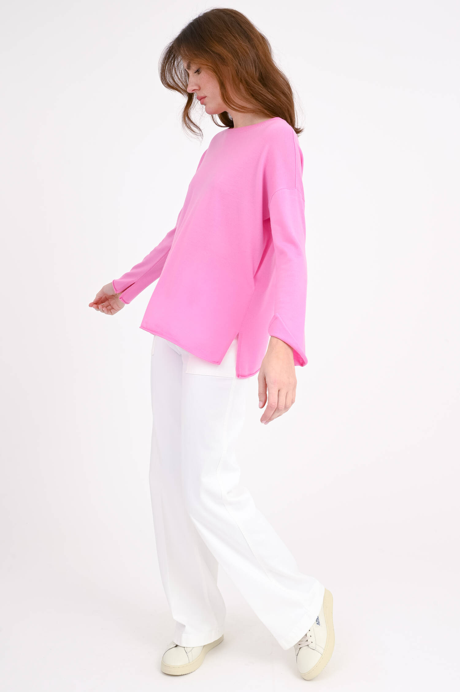 Oversize Pullover aus Schurwolle in Candy Pink