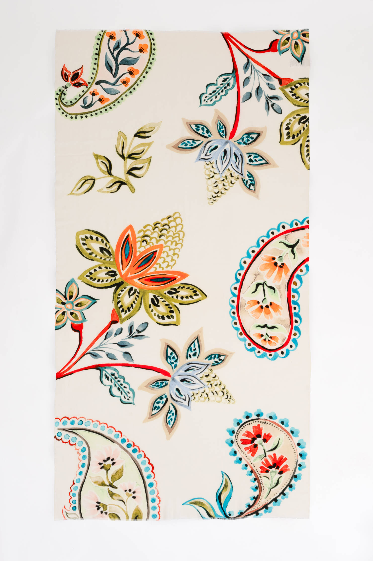 Wolltuch mit Floralem Print in Weiß/Multicolor