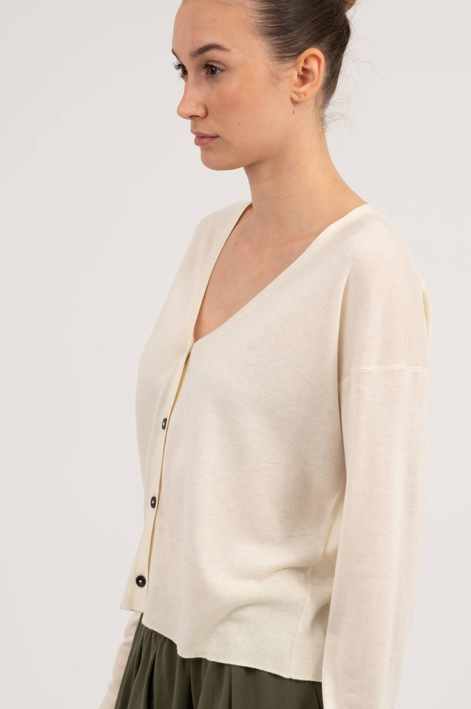 Seide/Cashmere Cardigan in Creme
