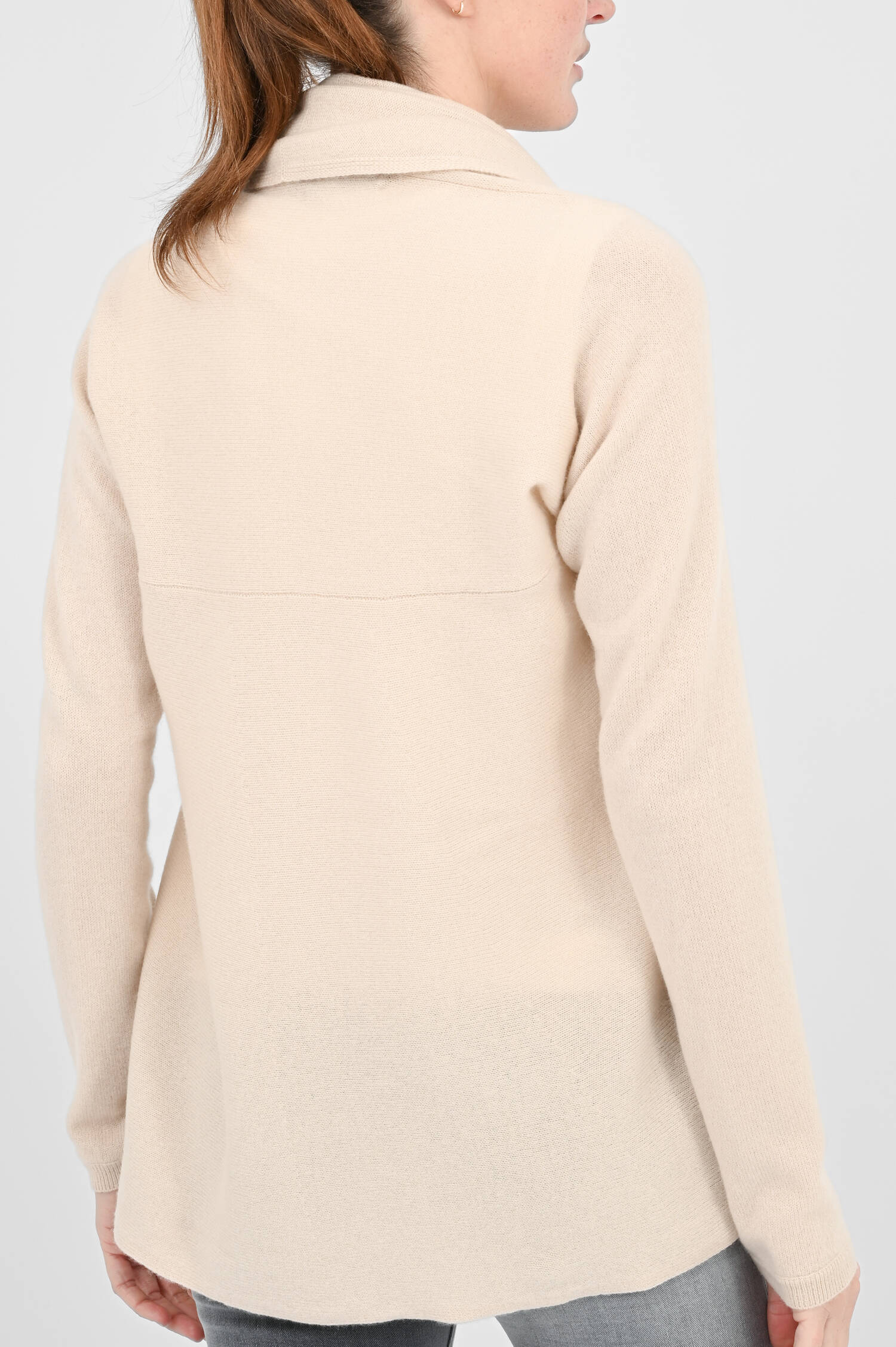 Cashmere-Strickjacke mit Schalkragen in Natur