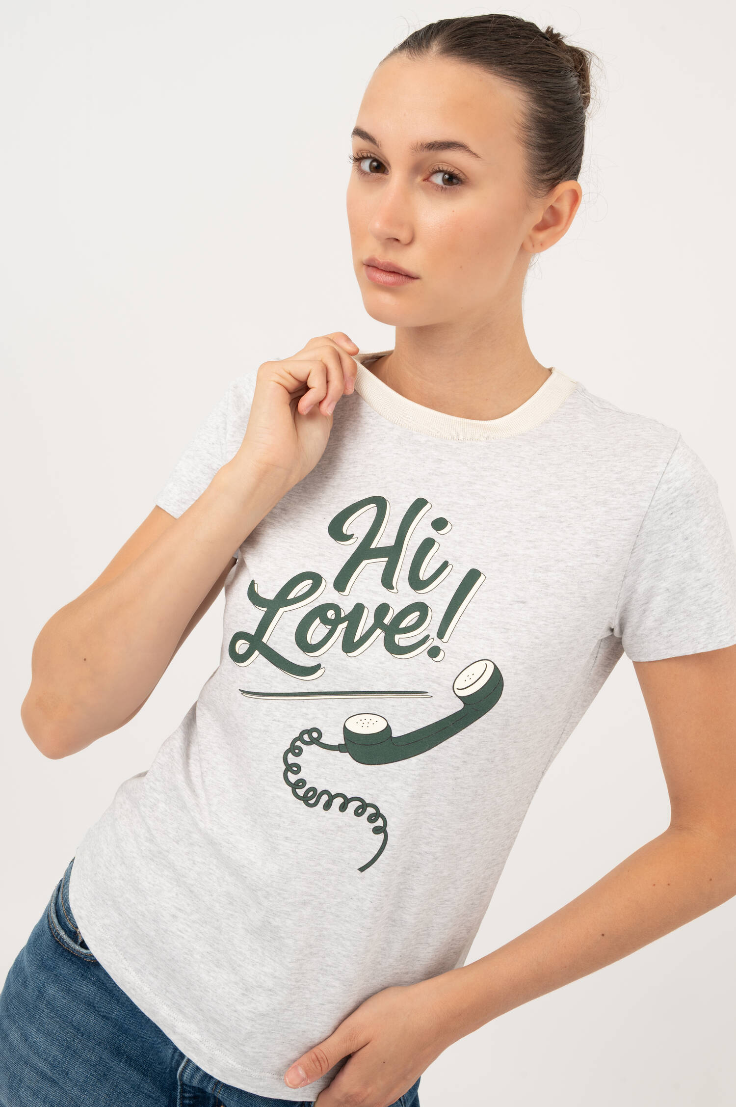 T-Shirt HI LOVE in Grau meliert T-Shirt HI LOVE in Grau meliert